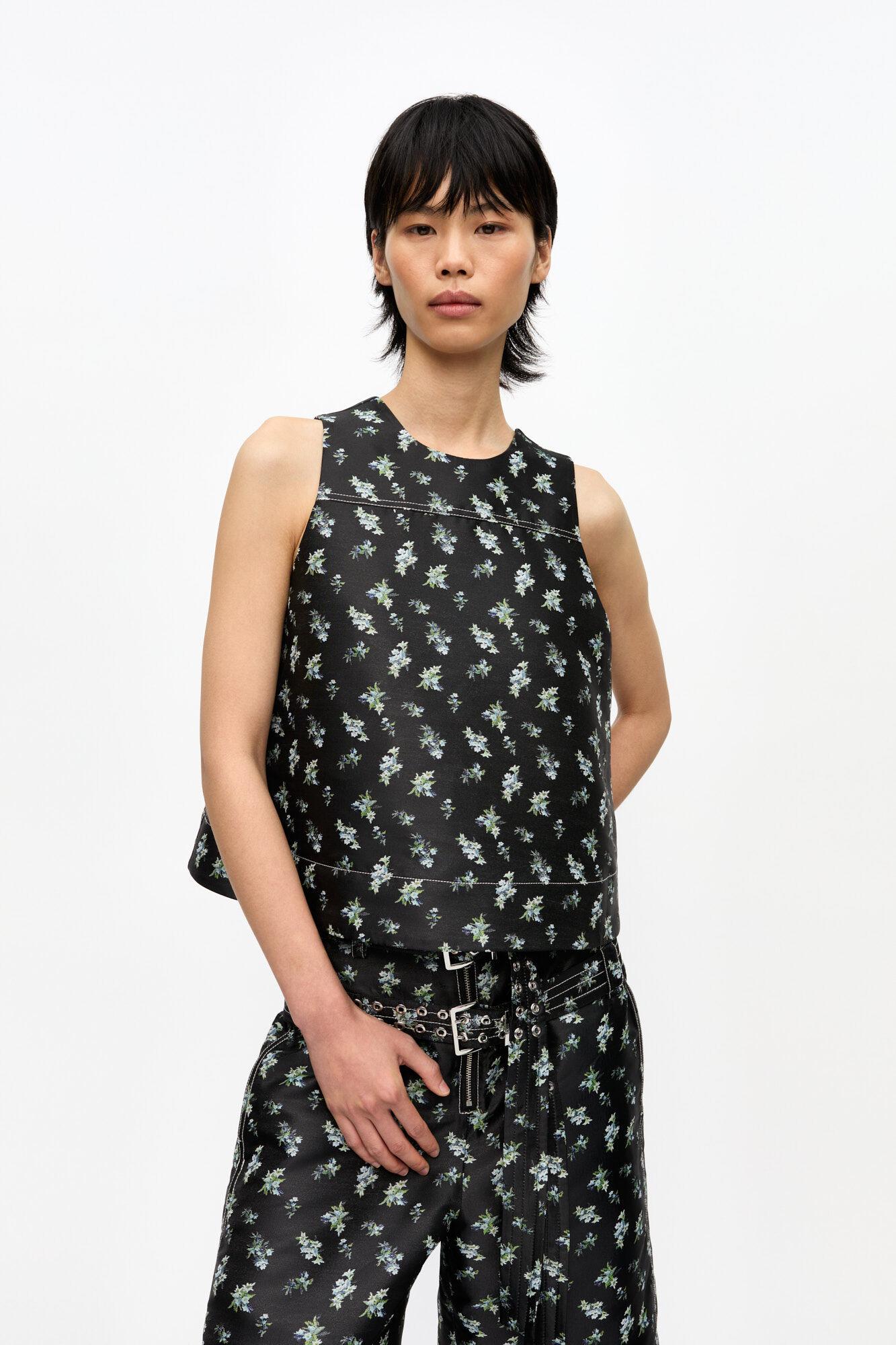 Floral Jacquard Sleeveless Top Product Image