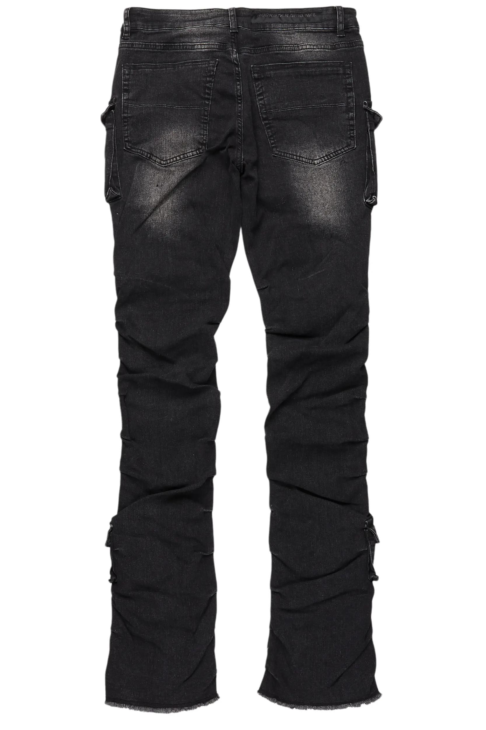 Gentry Dark Grey Wash Stacked Flare Jean Male Product Image