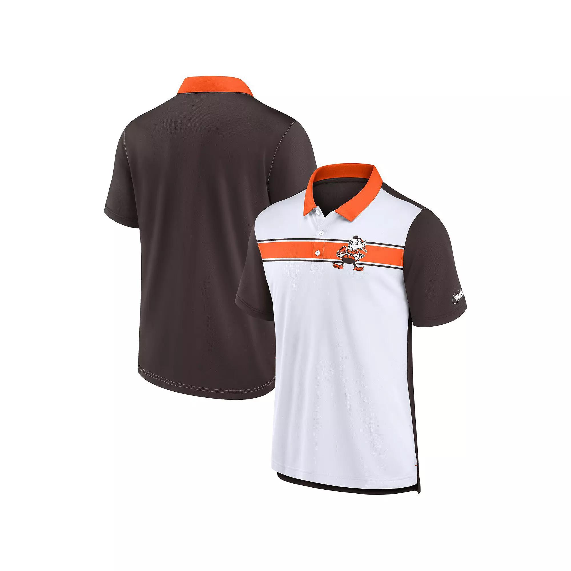 Men's Nike  White/Brown Cleveland Browns Rewind Pique Polo, Size: Medium Product Image