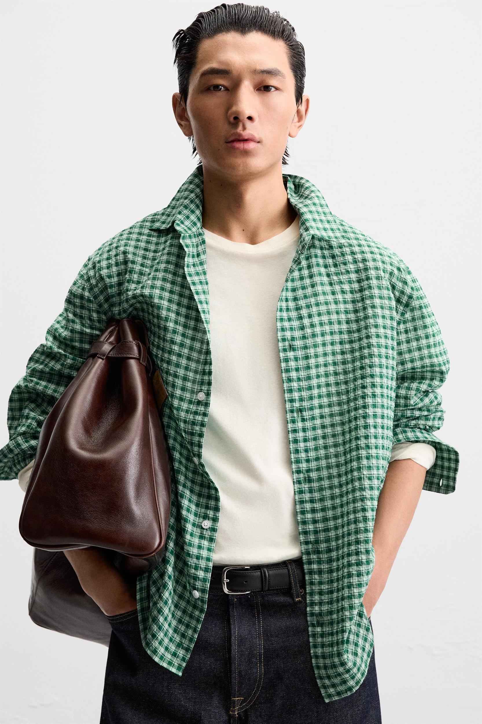 TEXTURED PLAID SHIRT Product Image