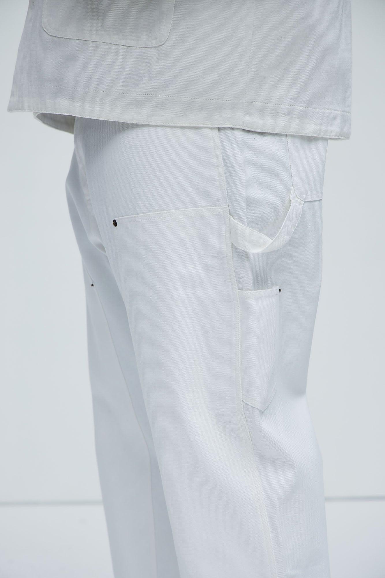 Alexander Double Knee Straight Utility Canvas Pants - White Product Image