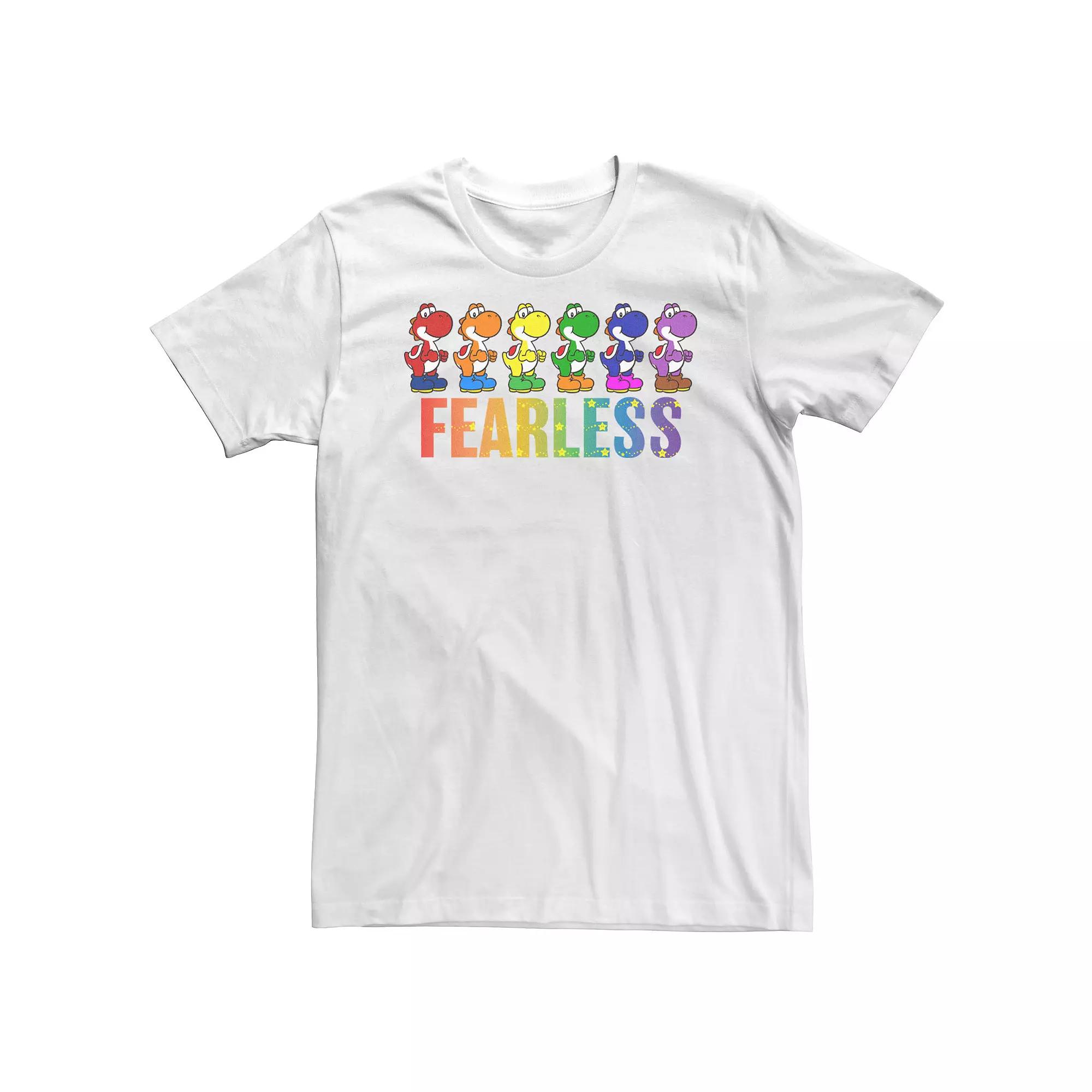Big & Tall Super Mario Pride Yoshi Fearless Rainbow Line Up Tee, Men's,  Product Image