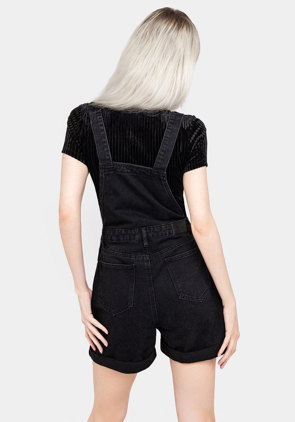 Papillion Embroidered Denim Dungaree Shorts Product Image