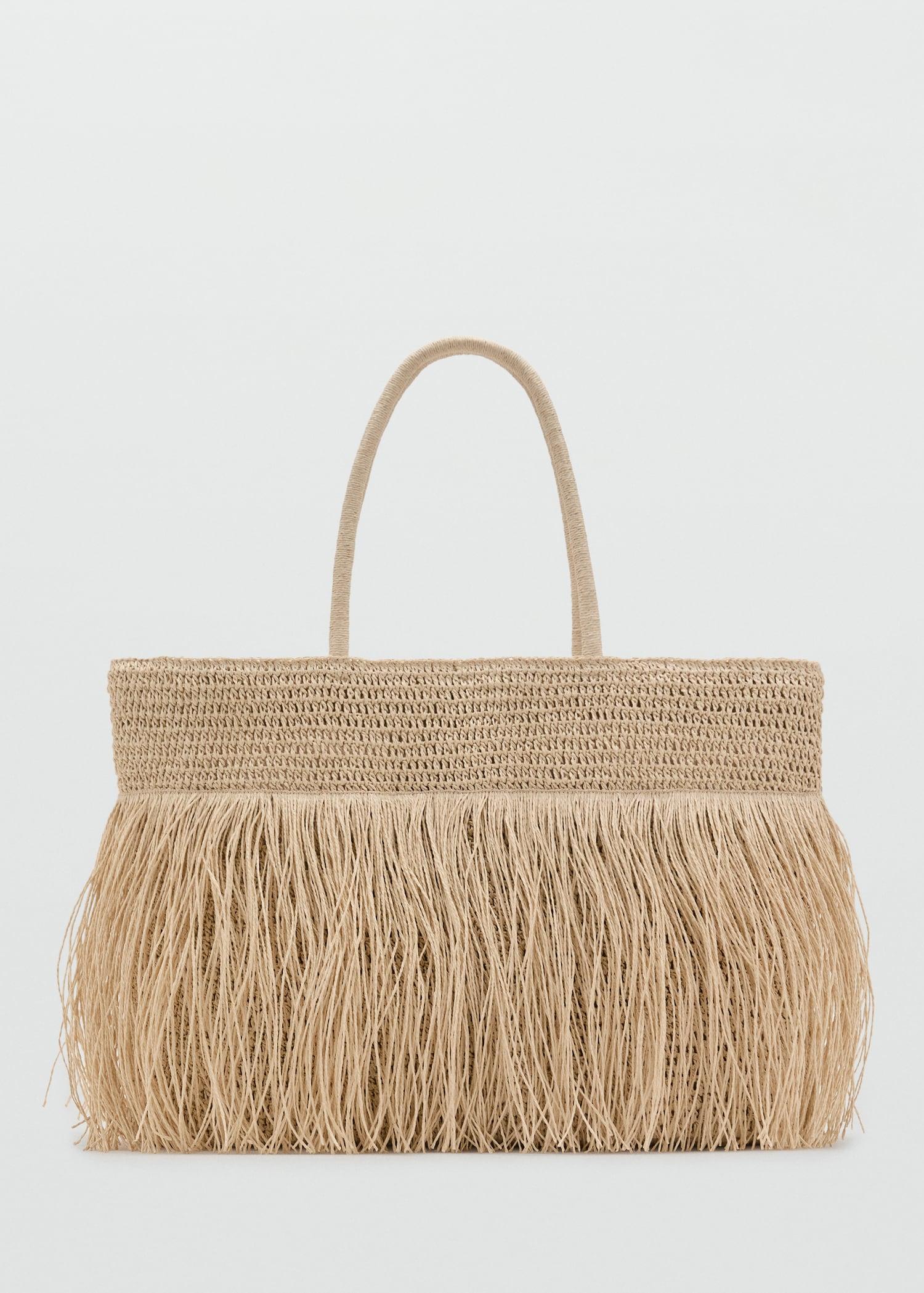 Natural fiber shoulder bag with fringes - Women | MANGO USA Product Image