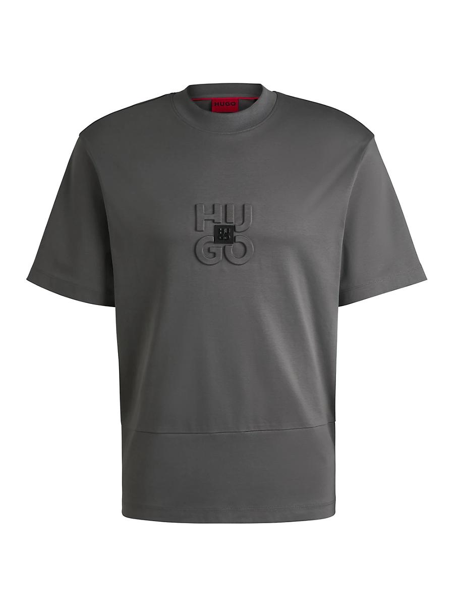 Mens Interlock-Cotton T-Shirt with Stacked Logos Product Image