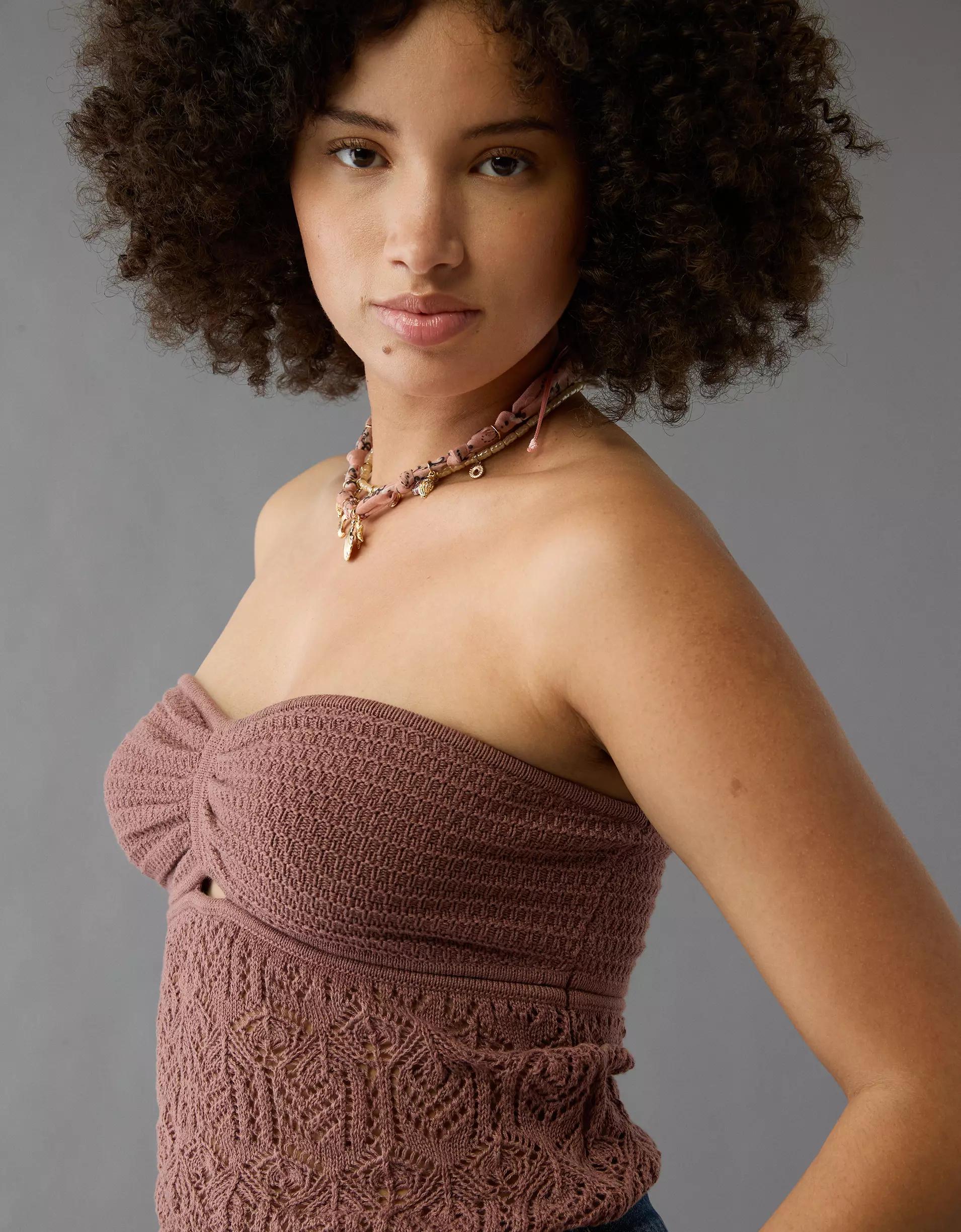 AE Cropped Crochet Tube Top Product Image