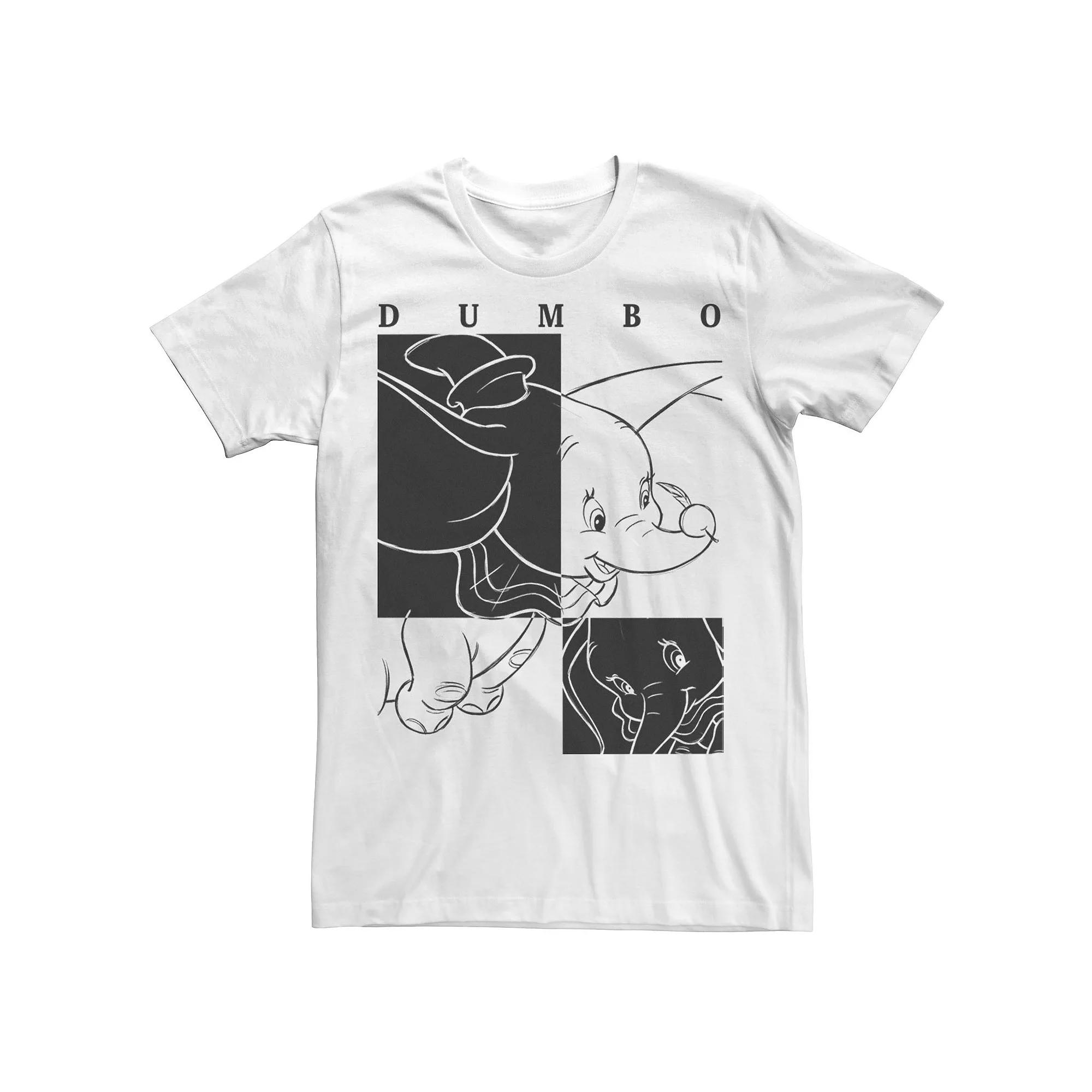 Disney's Dumbo Men's Contrast Black And White Line Art Poster Tee,  Product Image