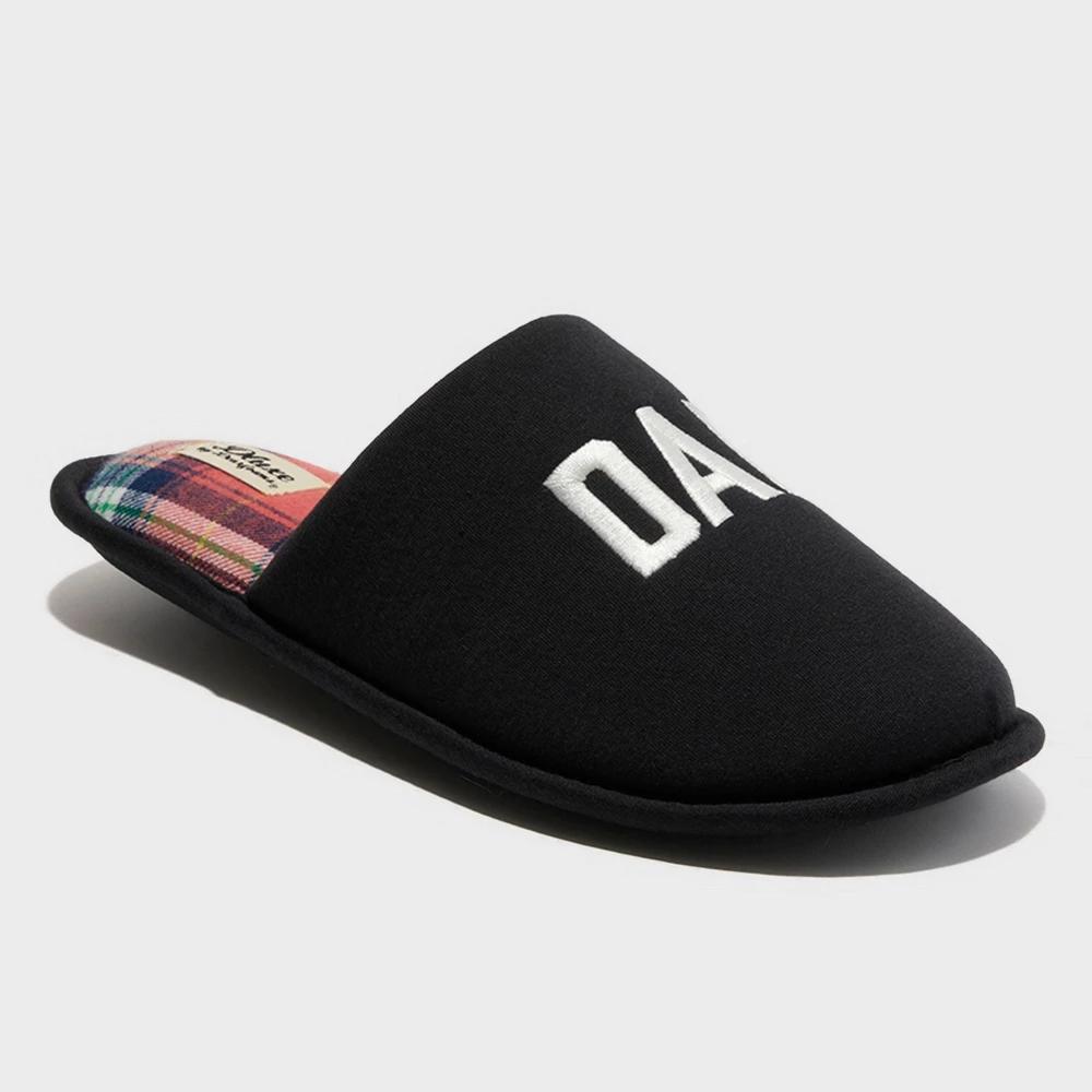 dluxe by dearfoams Men's Dad Life Slide Slippers - Black S: Cushioned Insole, Indoor/Outdoor Outsole Product Image