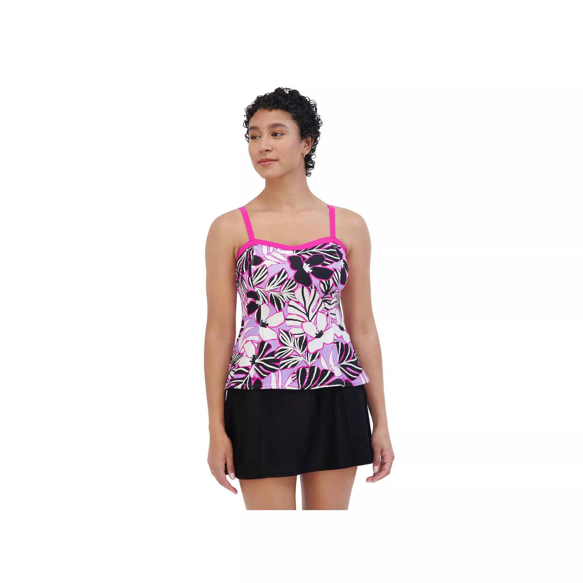Women's ZeroXposur Zuzu Peplum Tankini Swim Top, Size: Large, Geranium Product Image
