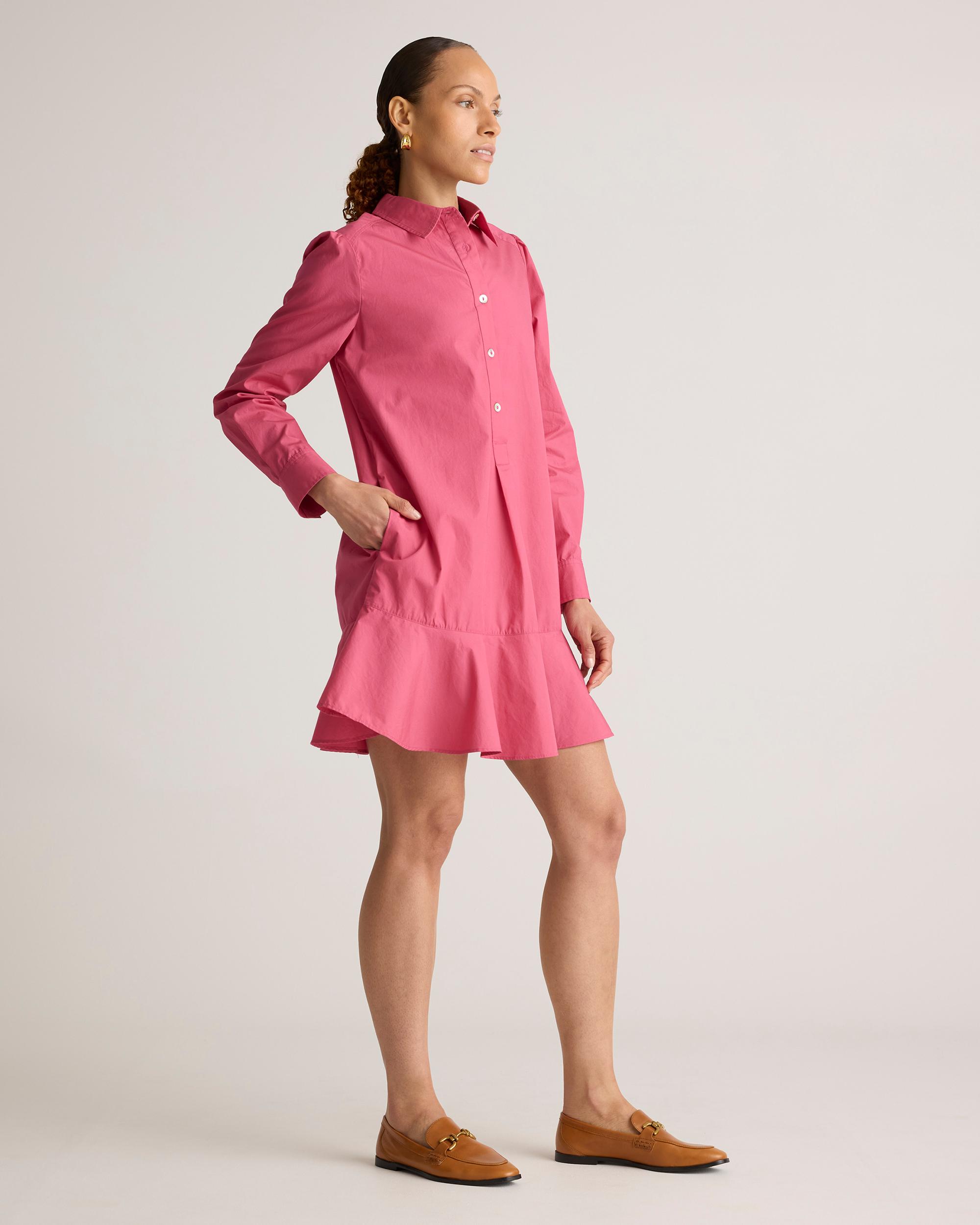 Quince | Women's Poplin Drop Waist Shirt Dress Organic Cotton Product Image