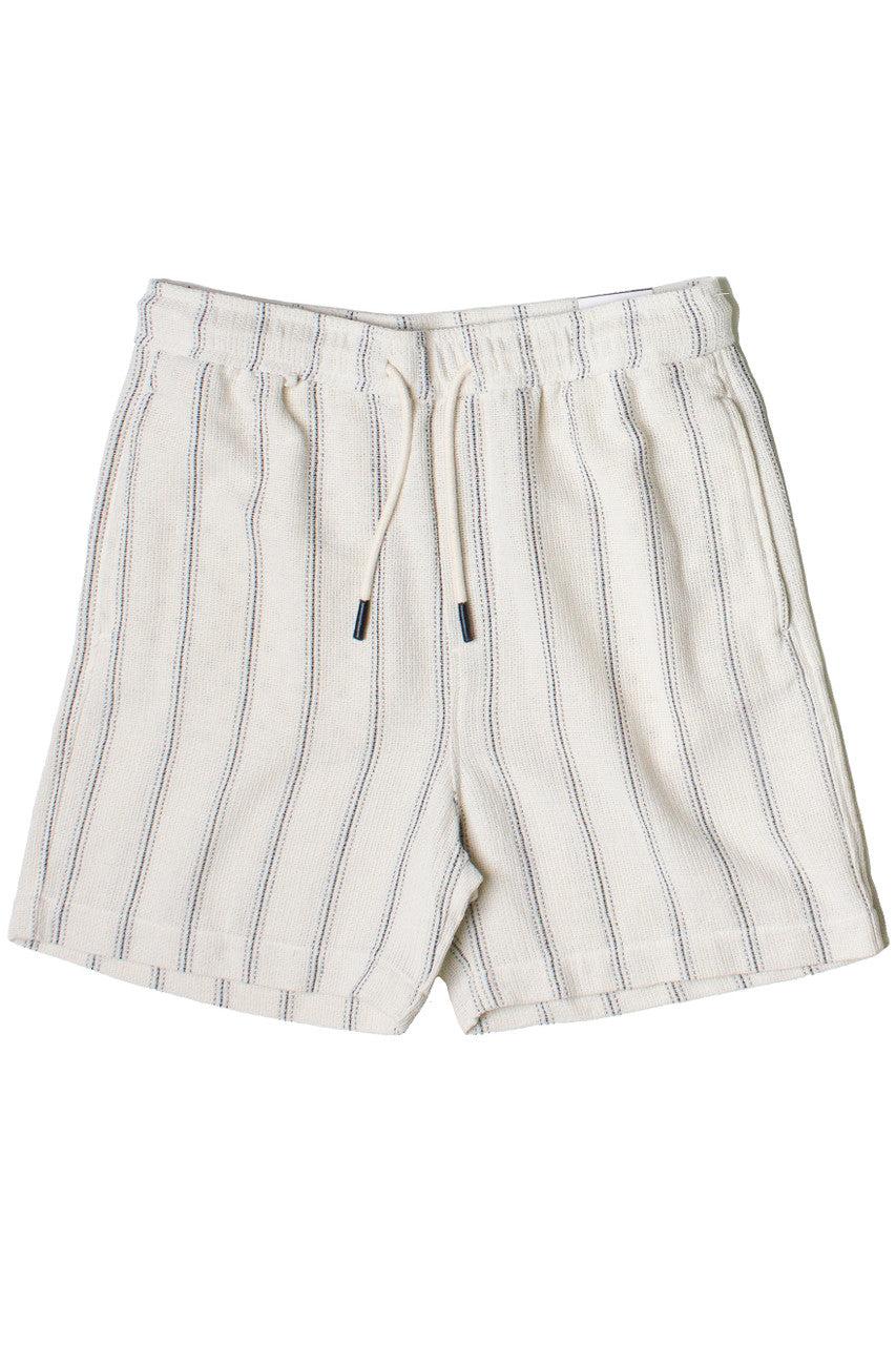 Black Striped Textured Woven Shorts Product Image