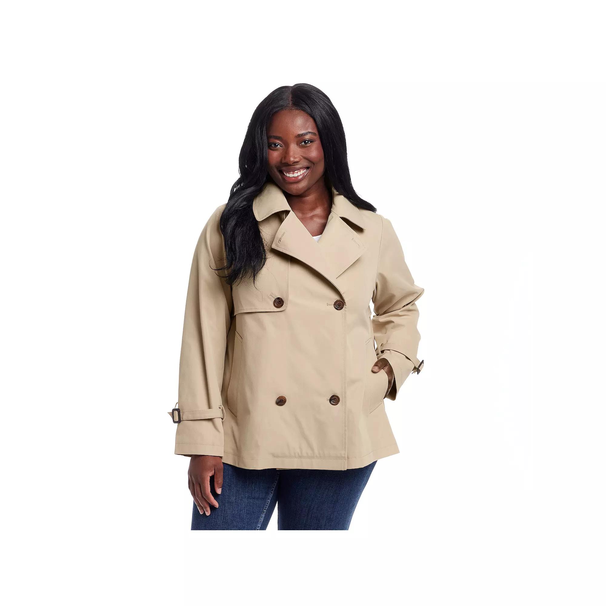 Plus Size Weathercast Double Breasted A-Line Trench Coat, Women's, Size: 1XL, Beige Product Image