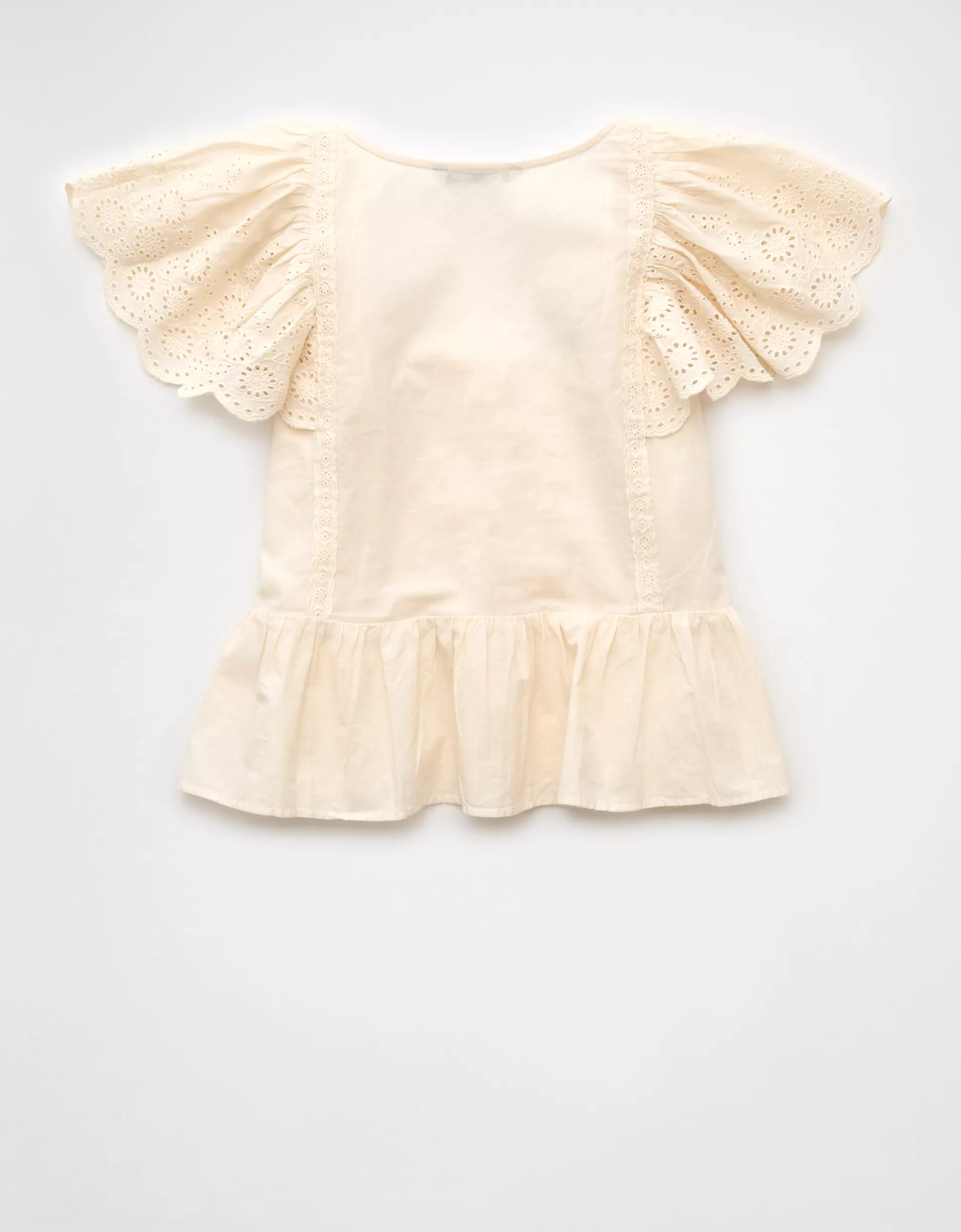 AE Cap Sleeve Eyelet Blouse Product Image