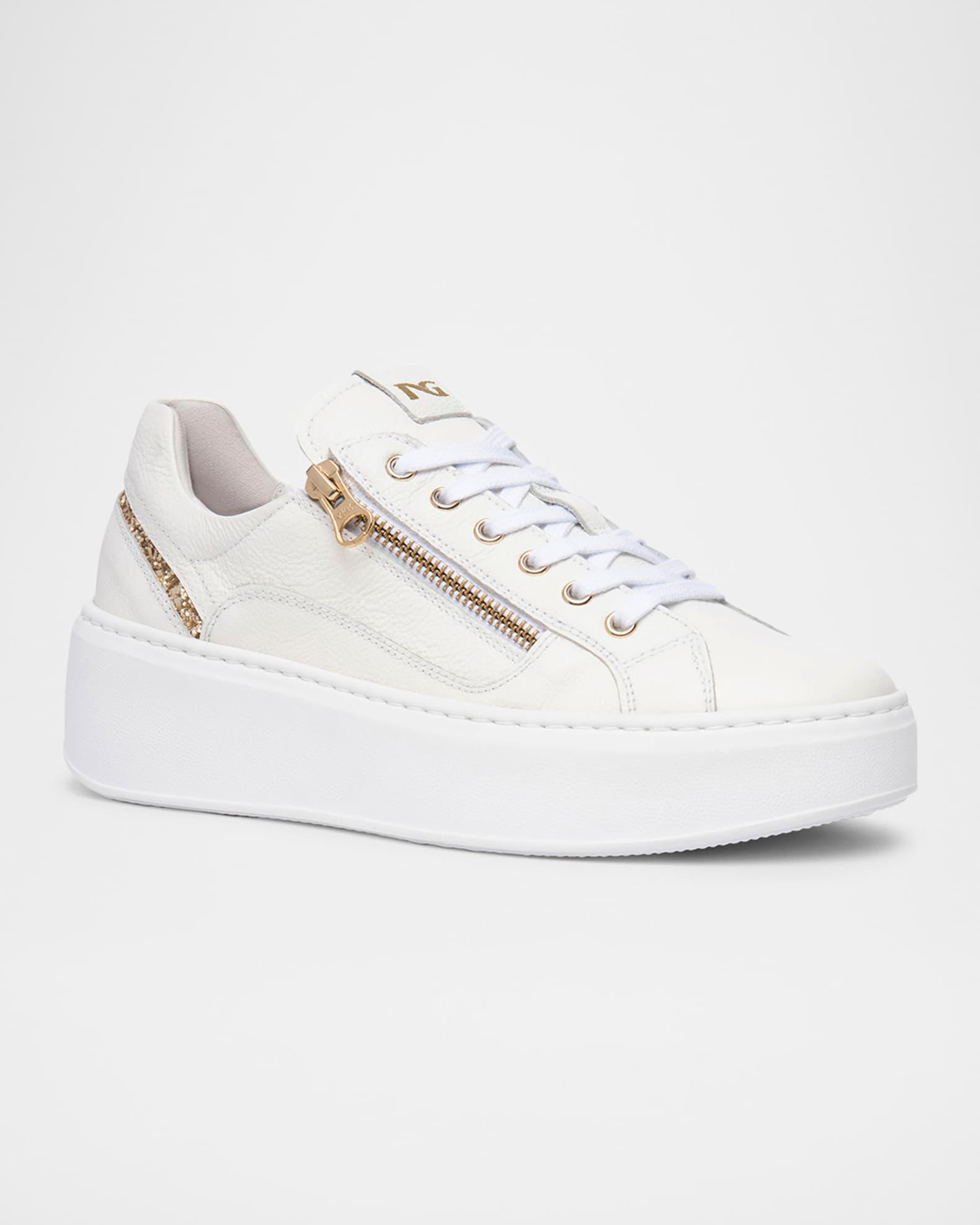 Leather Platform Side-Zip Sneakers Product Image