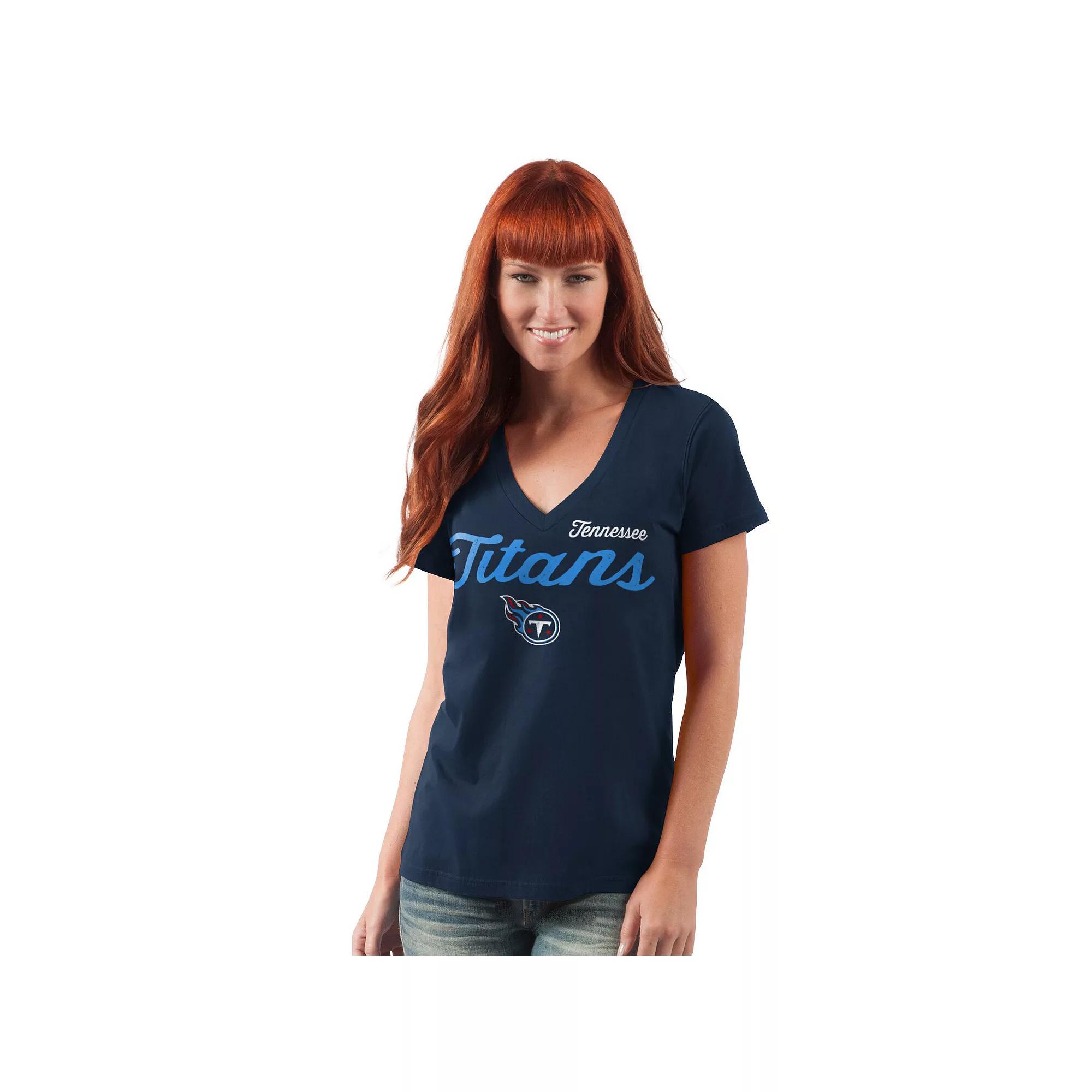 Women's G-III 4Her by Carl Banks Navy Tennessee Titans Post Season V-Neck T-Shirt,  Product Image