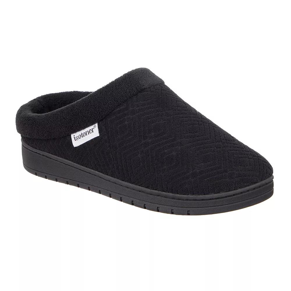 isotoner Gemma Sculpted Microterry Hoodback Women's Slippers, Size: Large, Black Product Image