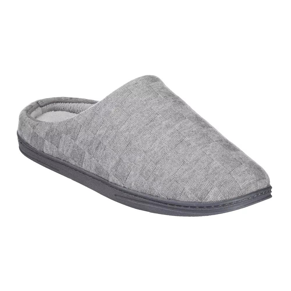 isotoner Gel Infused Memory Foam Sweater Knit Check Maxwell Men's Clog Slippers, Size: XXL, Grey Product Image