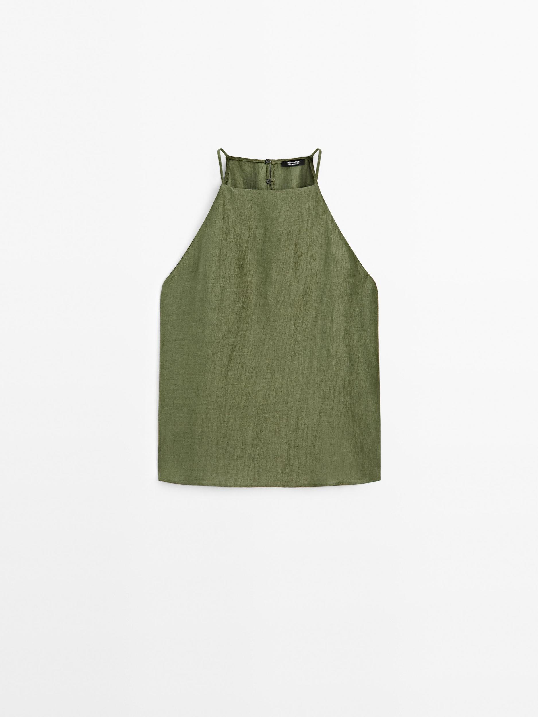 Linen blend halter top Product Image