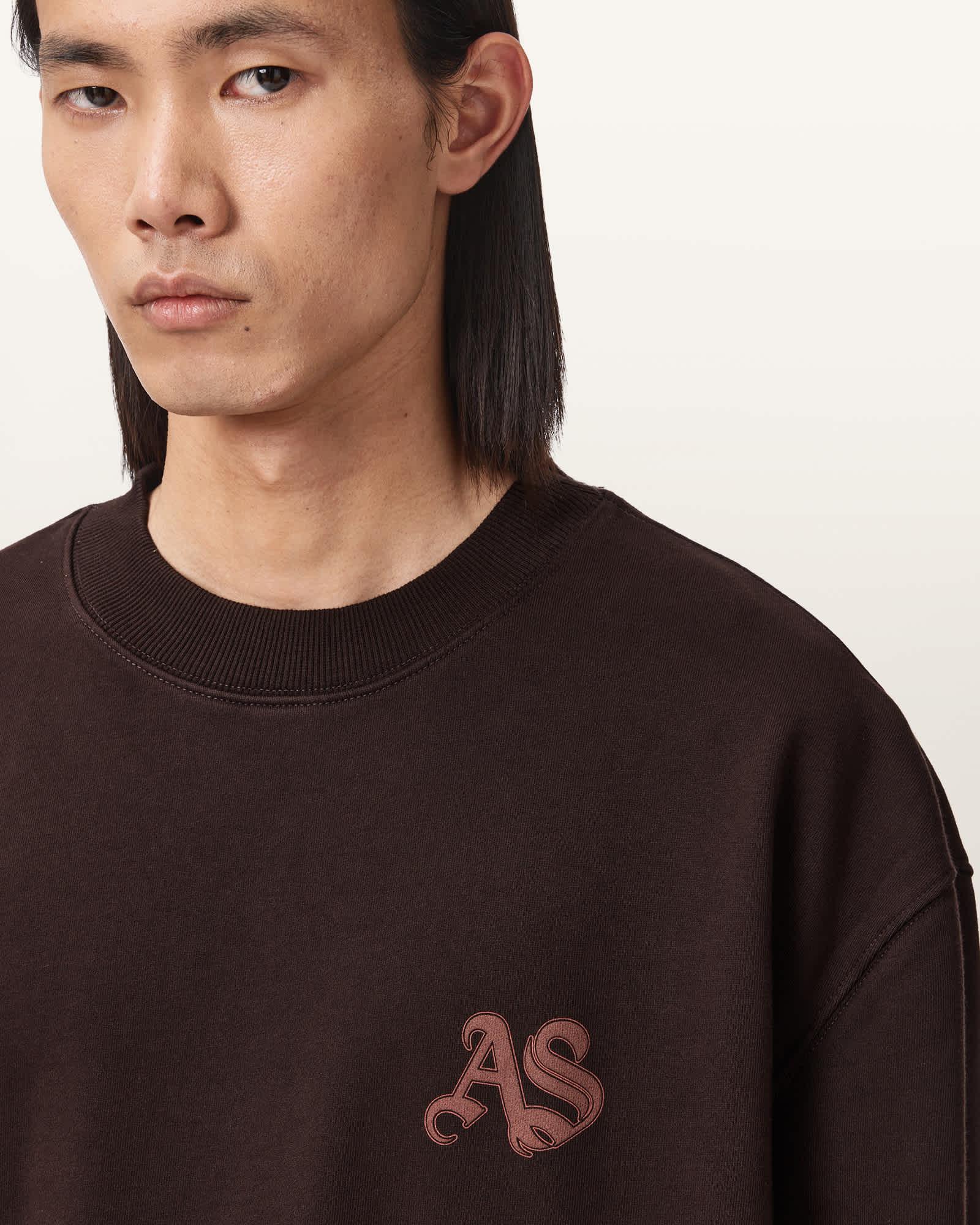 Icon Boxy Crew Neck Sweatshirt PLUM BROWN | ALLSAINTS US Product Image