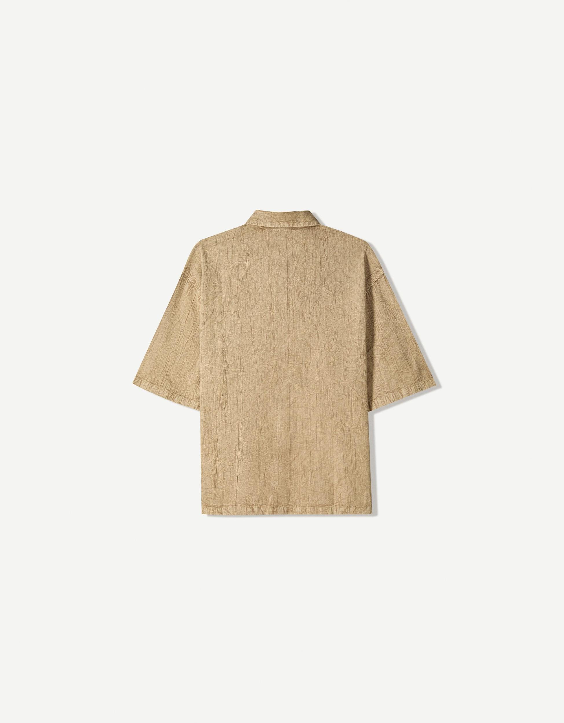 Pleated boxy-fit short sleeve shirt Product Image