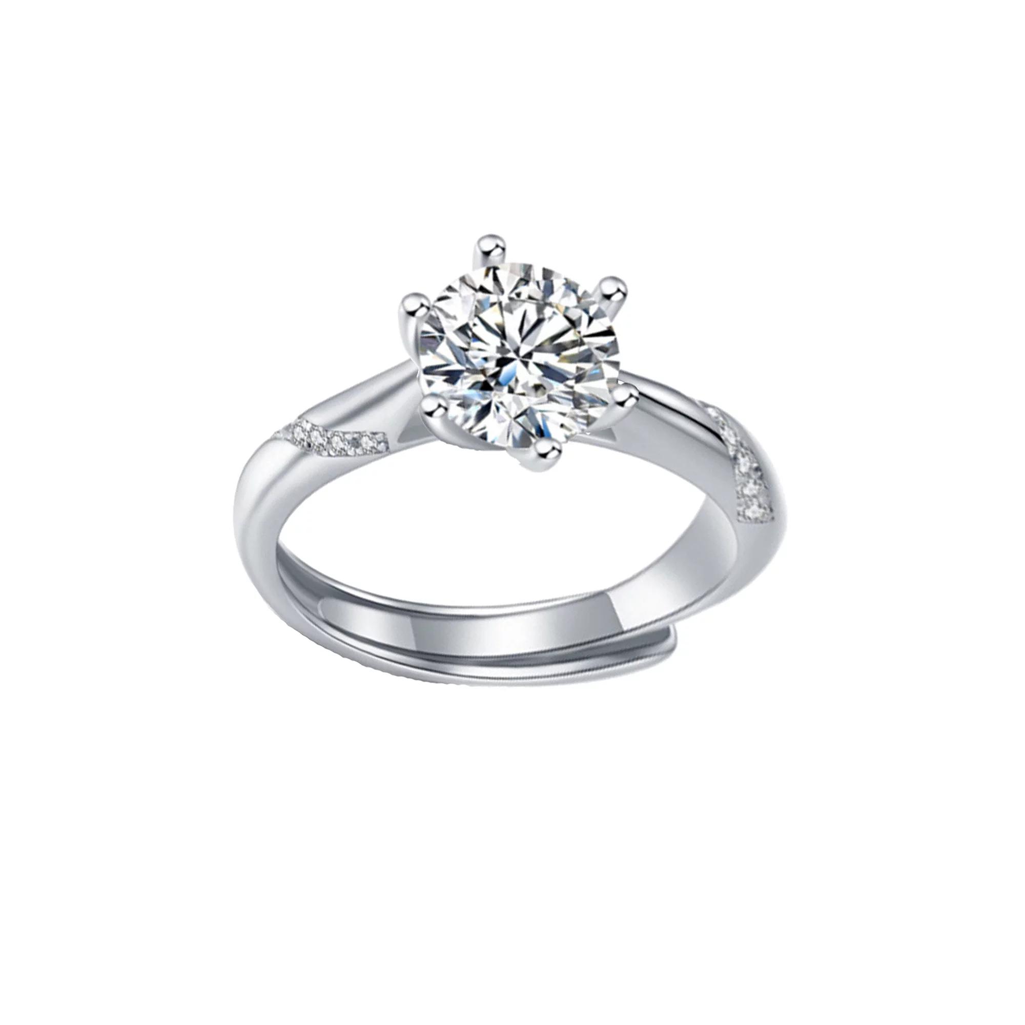 Stella Valentino Sterling Silver 1 Carat Lab-Created Moissanite Ribbon Pave Engagement Ring, Womens, White Product Image