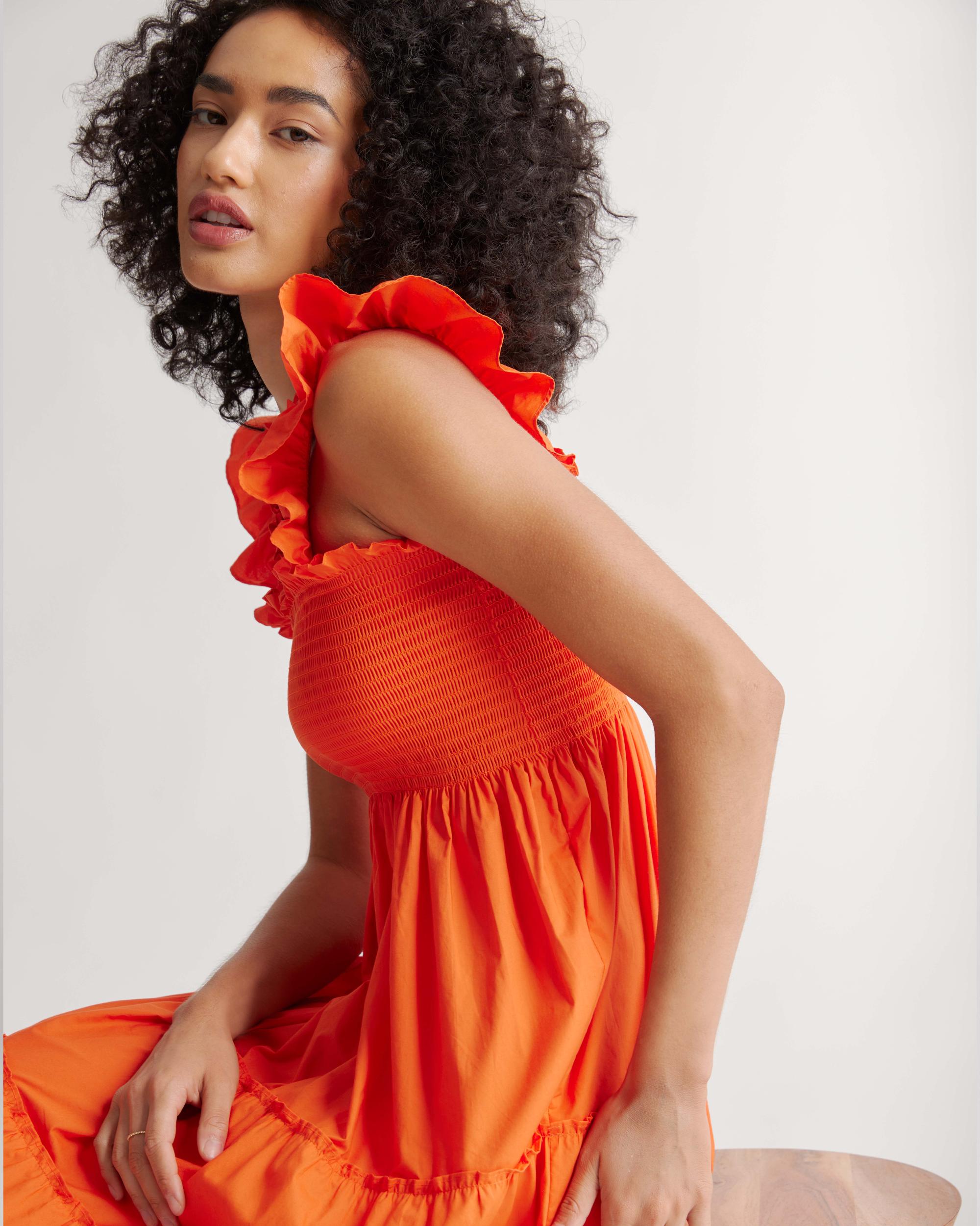 Quince | Women's Poplin Smocked Midi Dress Organic Cotton Product Image