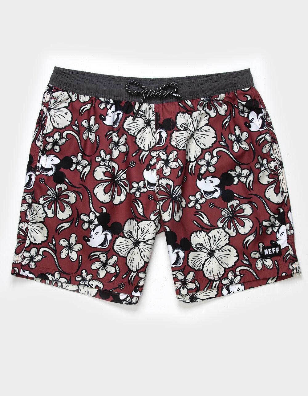 NEFF Tropic Mouse Mens 17" Volley Shorts - BURGUNDY Product Image
