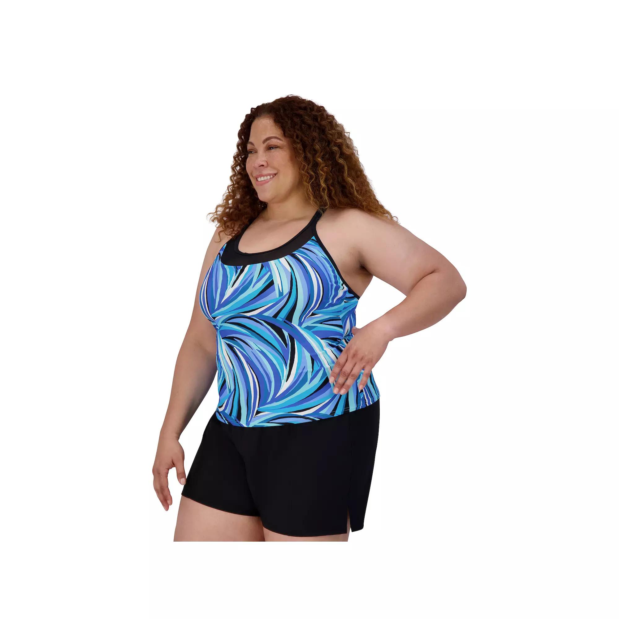 Plus Size ZeroXposur Crescent Tankini Swim Top, Women's, Size: 1XL, Blue Product Image