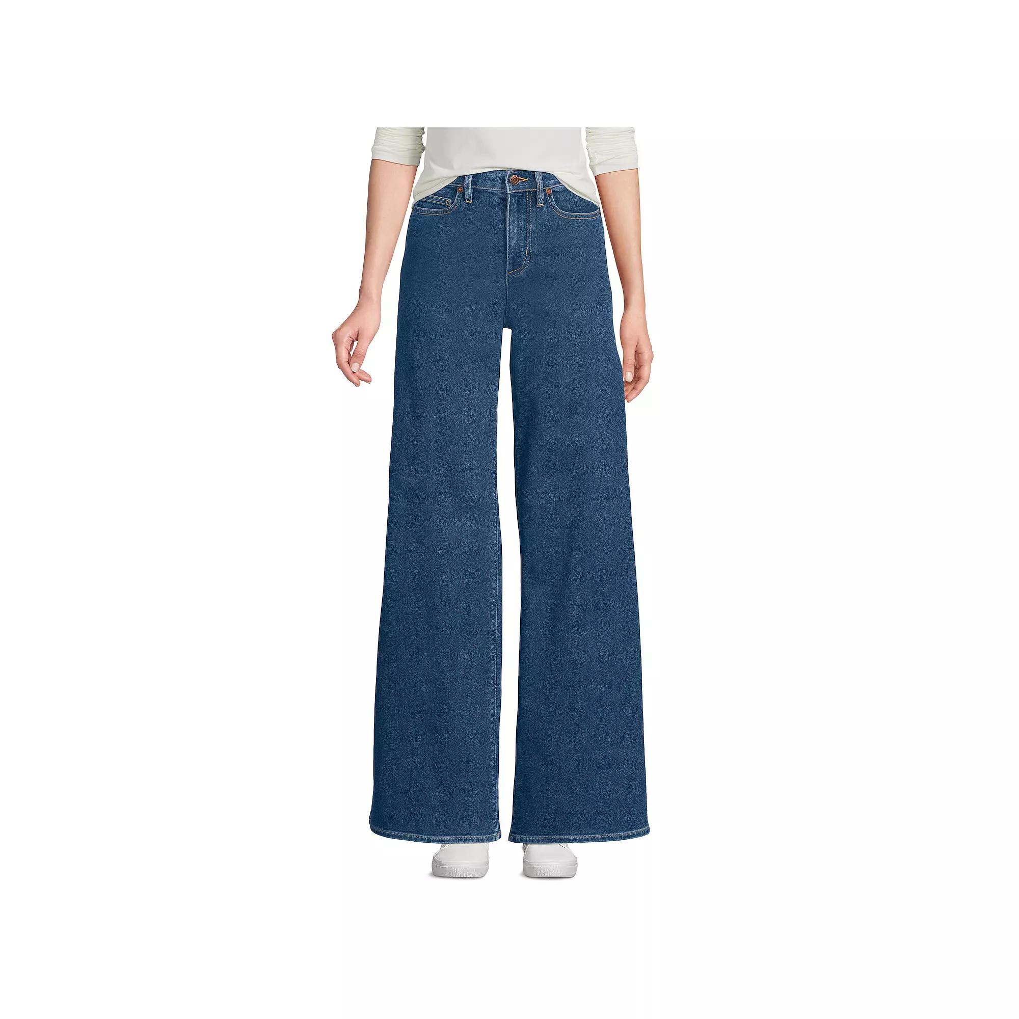 Women's Lands' End Recover Denim High Rise Wider Leg Jeans,  Product Image