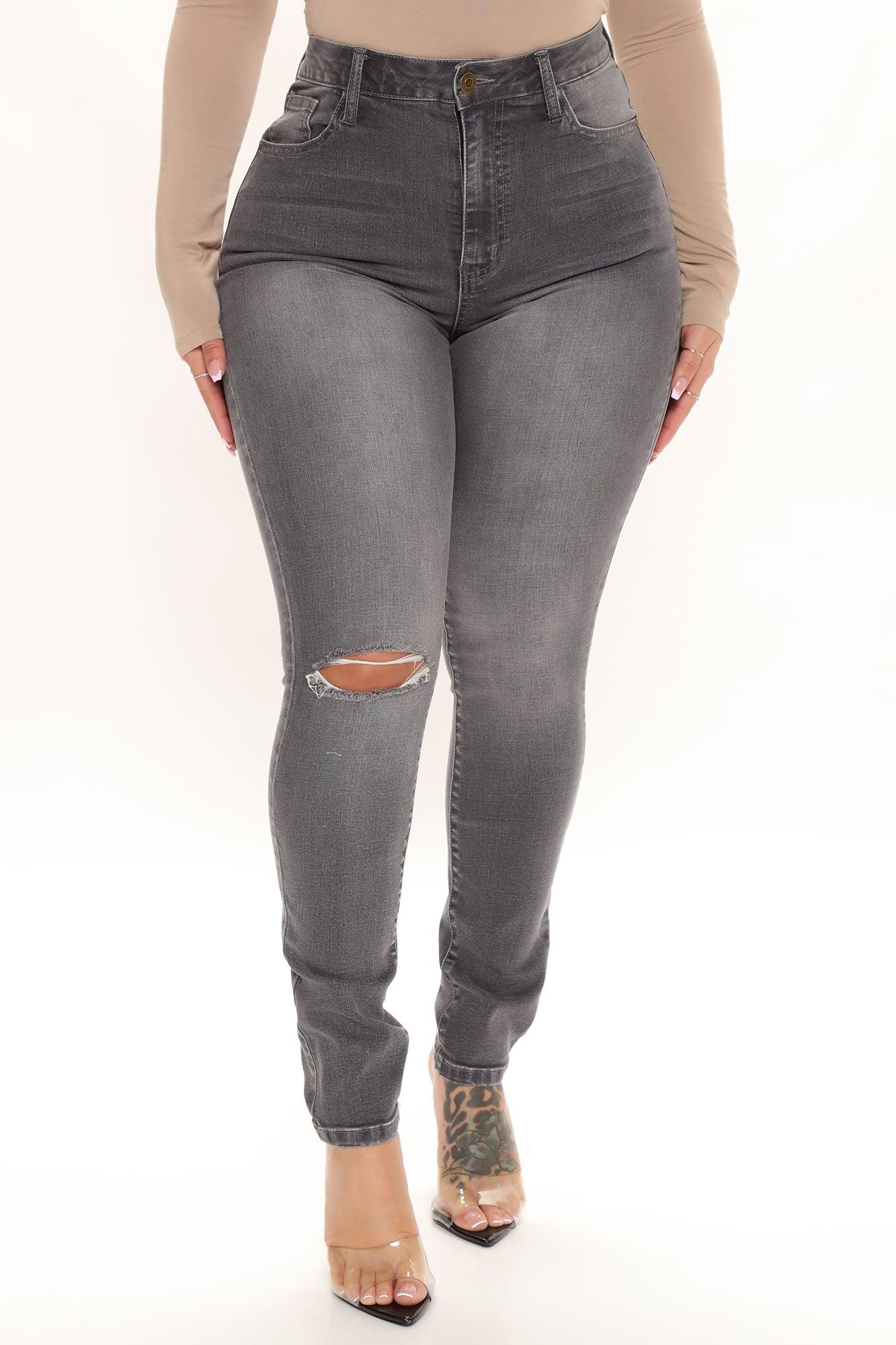 Going Out High Rise Stretch Skinny Jeans - Grey Product Image