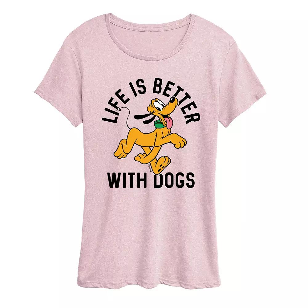Disney's Pluto Women's Life Is Better With Dogs Graphic Tee,  Product Image