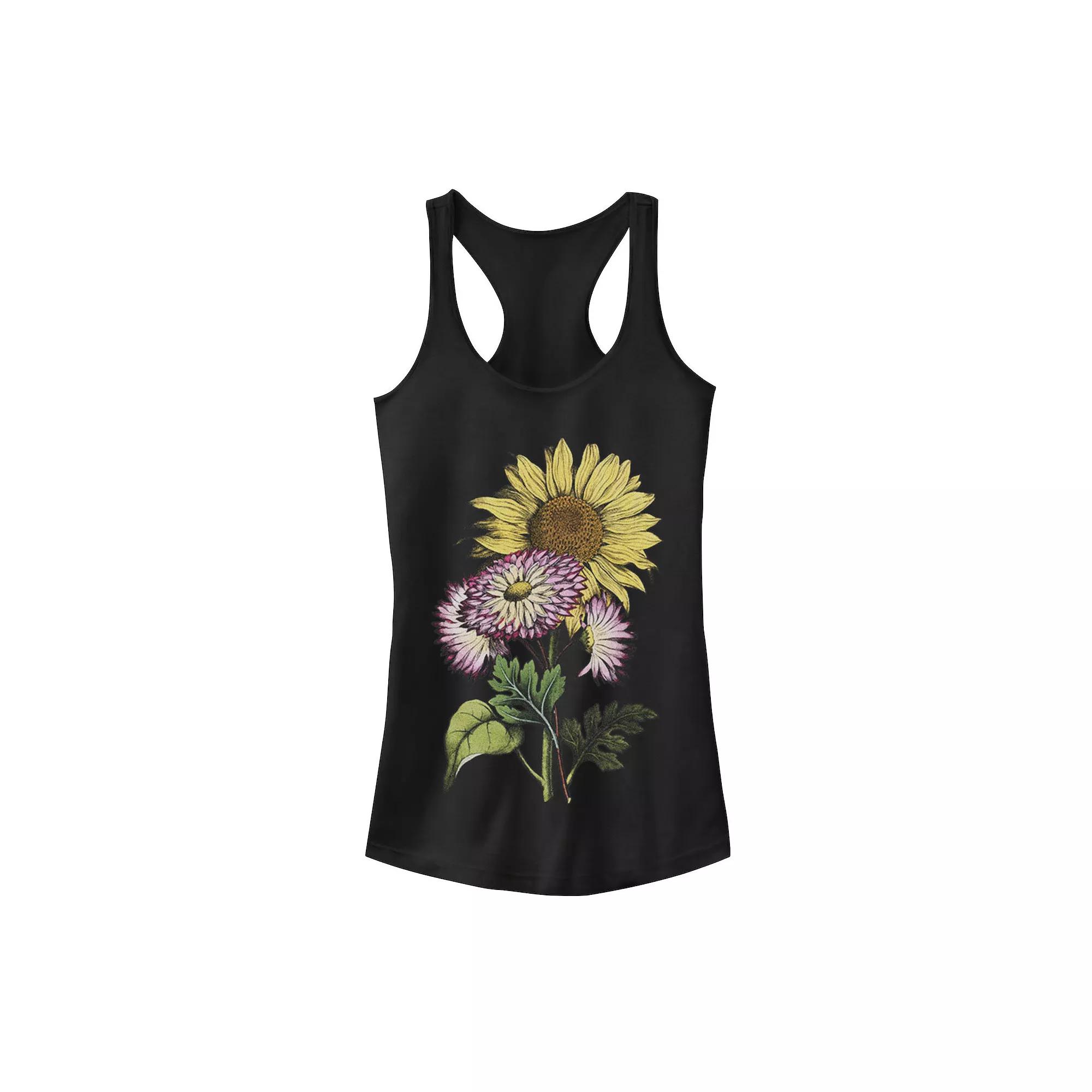 Juniors' Trendy Large Sunflower Bouquet Graphic Tank Top, Girl's,  Product Image