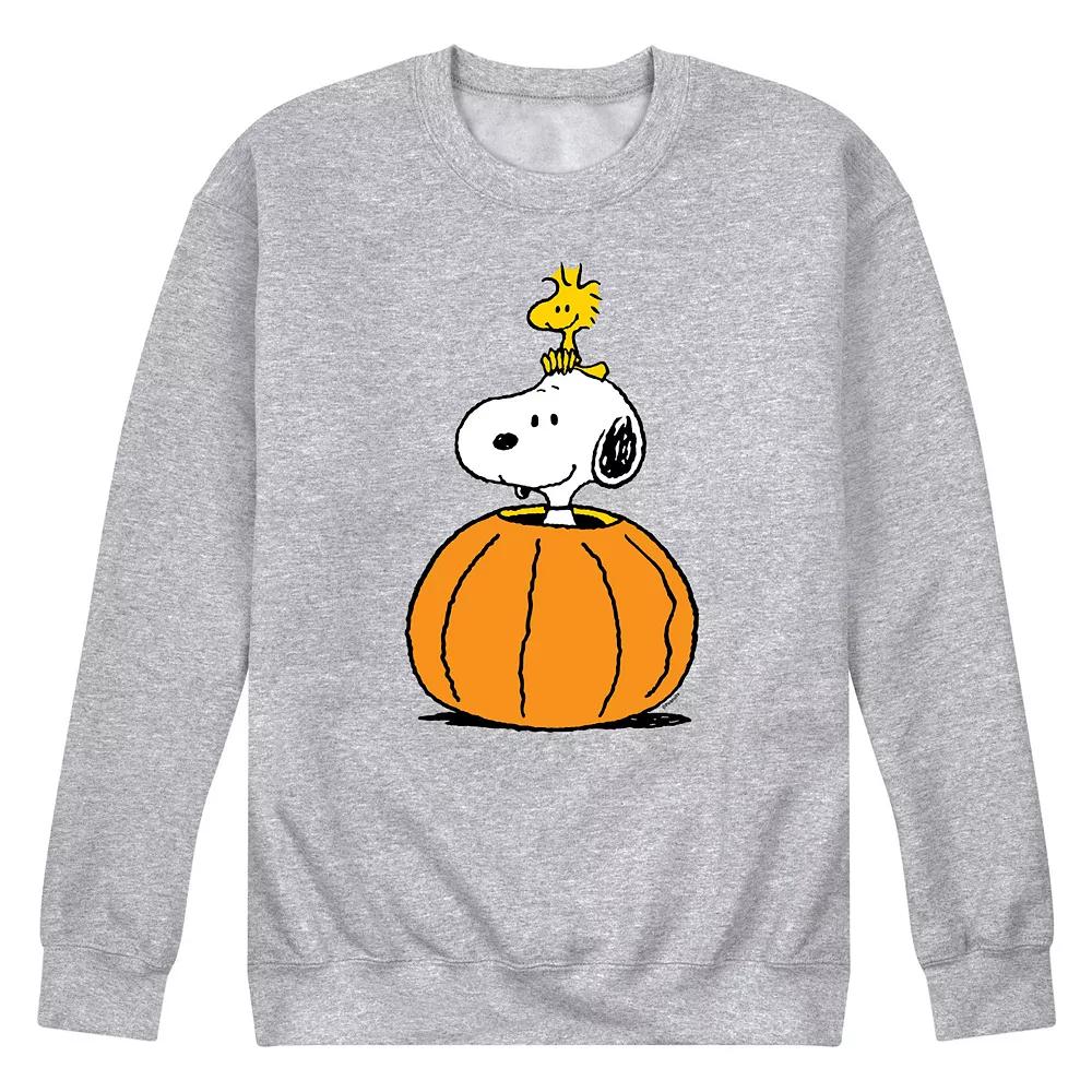 Men's Peanuts Snoopy Woodstock Pumpkin Fleece Sweatshirt, Size: XL, Gray Grey Product Image