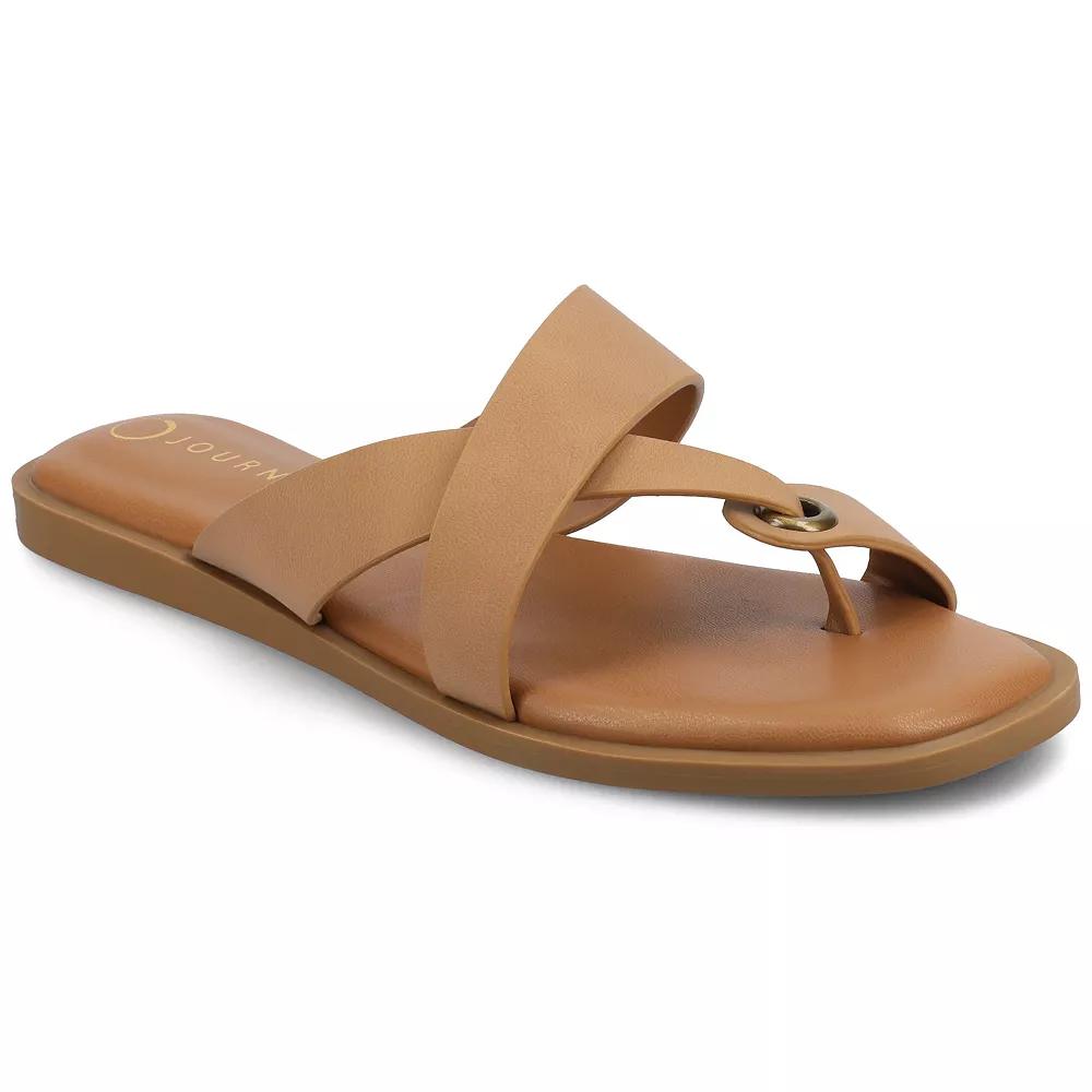 Journee Women's Prizzie Multi Strap Toe Ring Flat Sandals,  Product Image