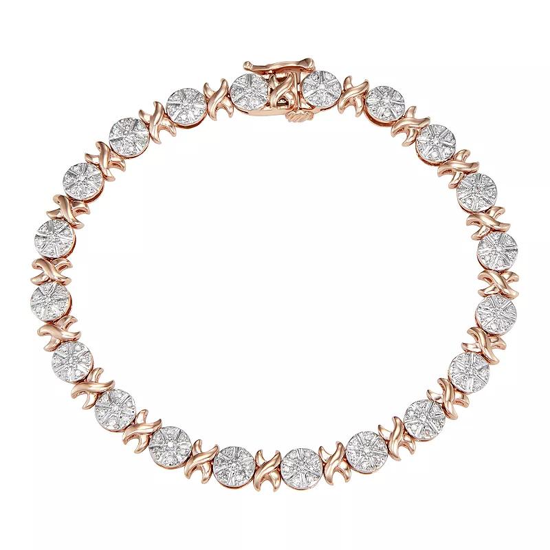 10k Gold 1/2 Carat T.W. Diamond Bracelet, Women's, Size: 7", 10k Pink Product Image