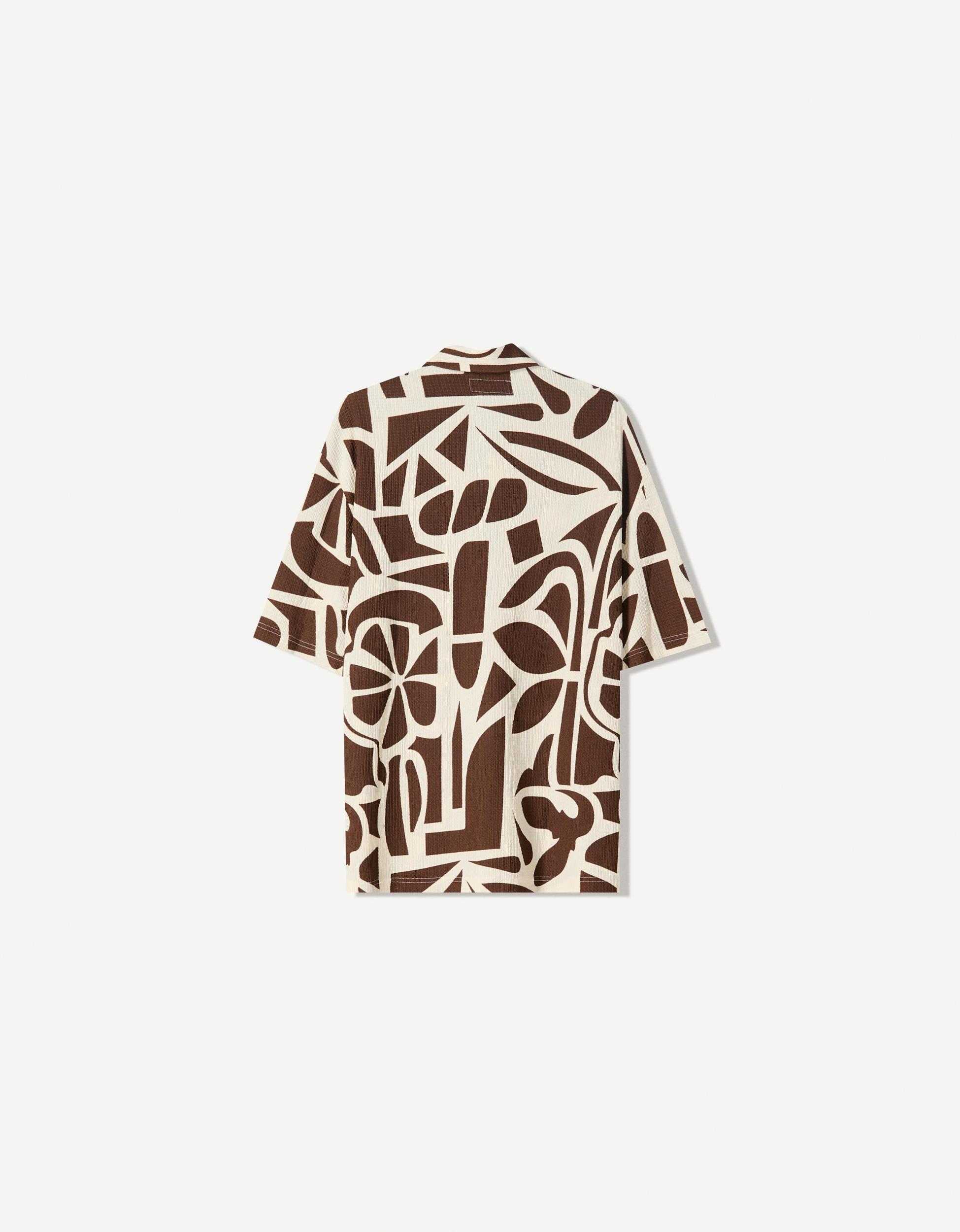Printed short sleeve pleated shirt Product Image
