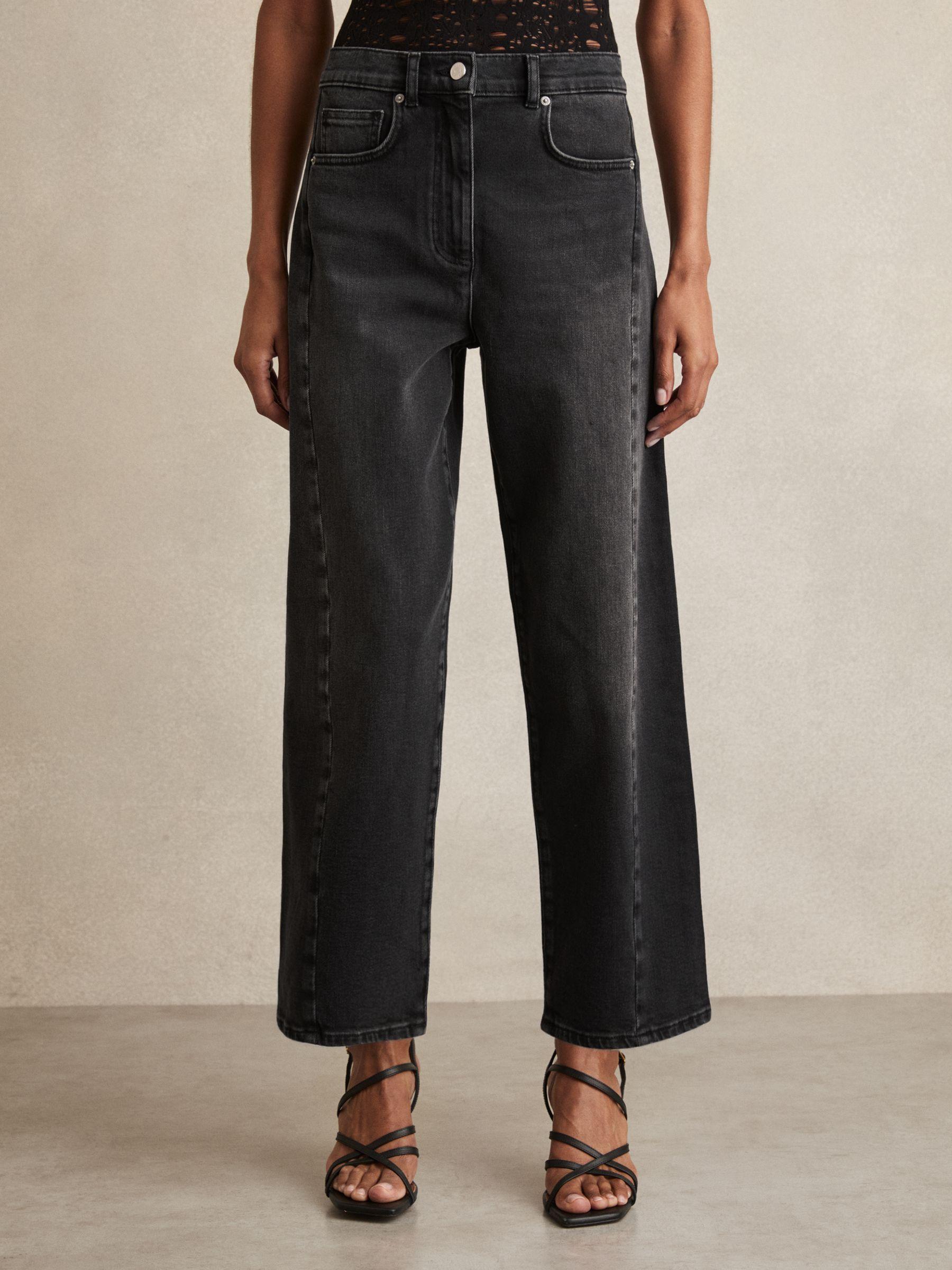 Petite Barrel-Leg Seam Jeans in Washed Grey Product Image