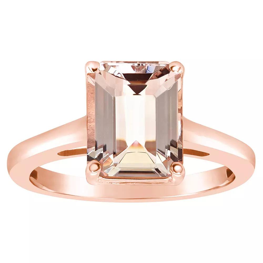 Alyson Layne 14k Gold Emerald Cut Morganite Solitaire Ring, Women's, Size: 6, 14k Rose Gold Product Image