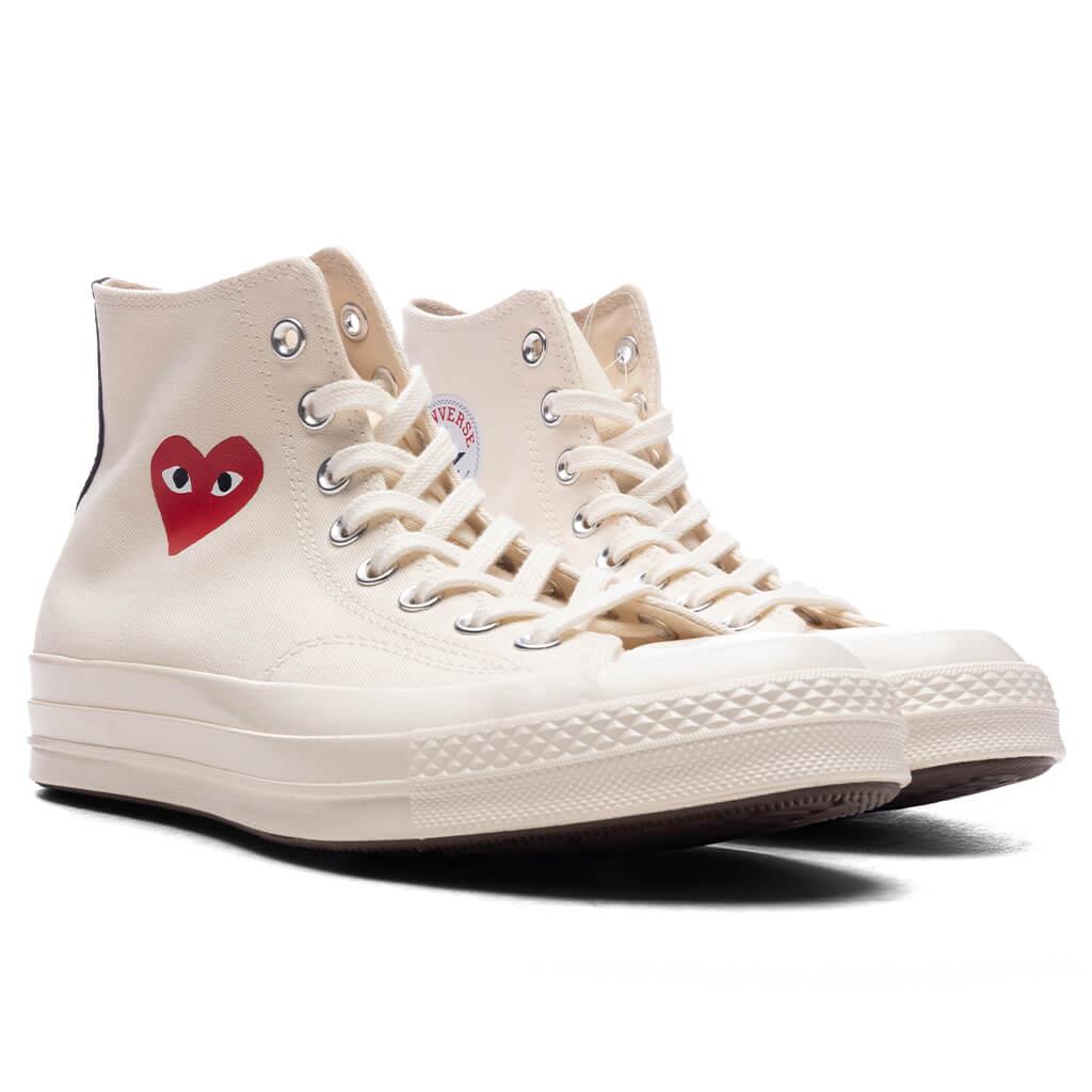 Converse x Comme Des Garcons PLAY All Star Chuck '70 Hi Small Red Heart - White Male Product Image