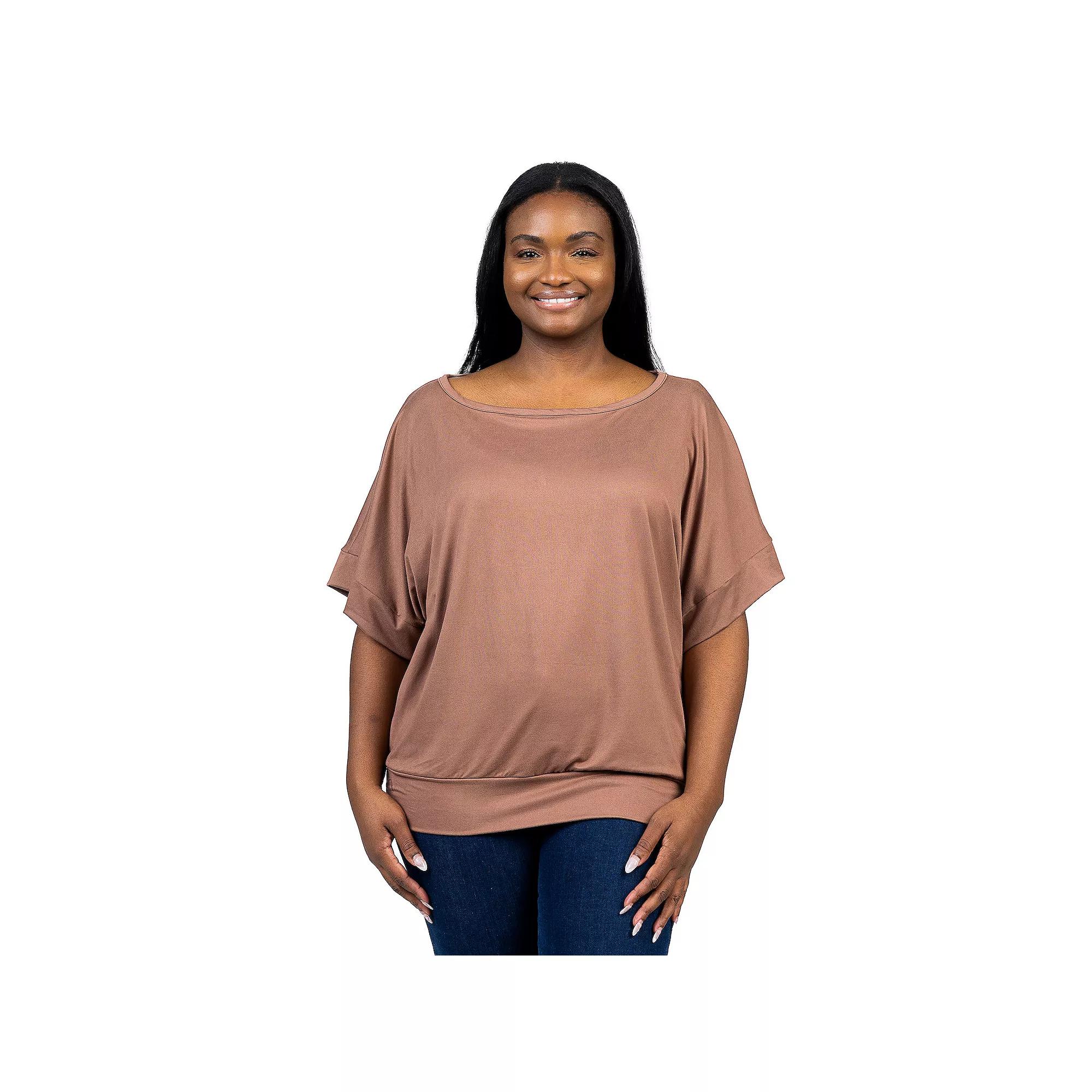 Plus Size 24Seven Comfort Apparel Short Sleeve Dolman Top, Women's, Size: 3XL, Green Product Image