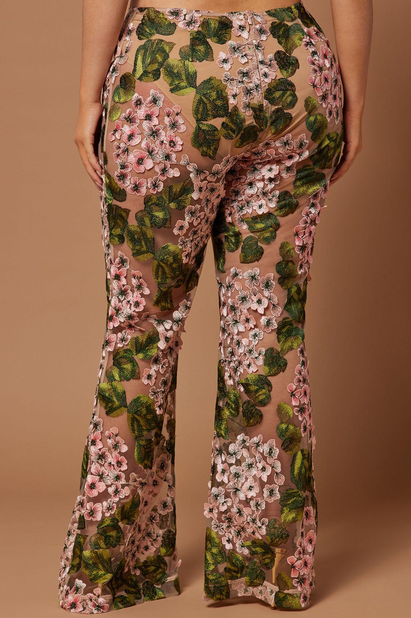 Elodie Floral Embroidered Pant - Pink/combo Product Image