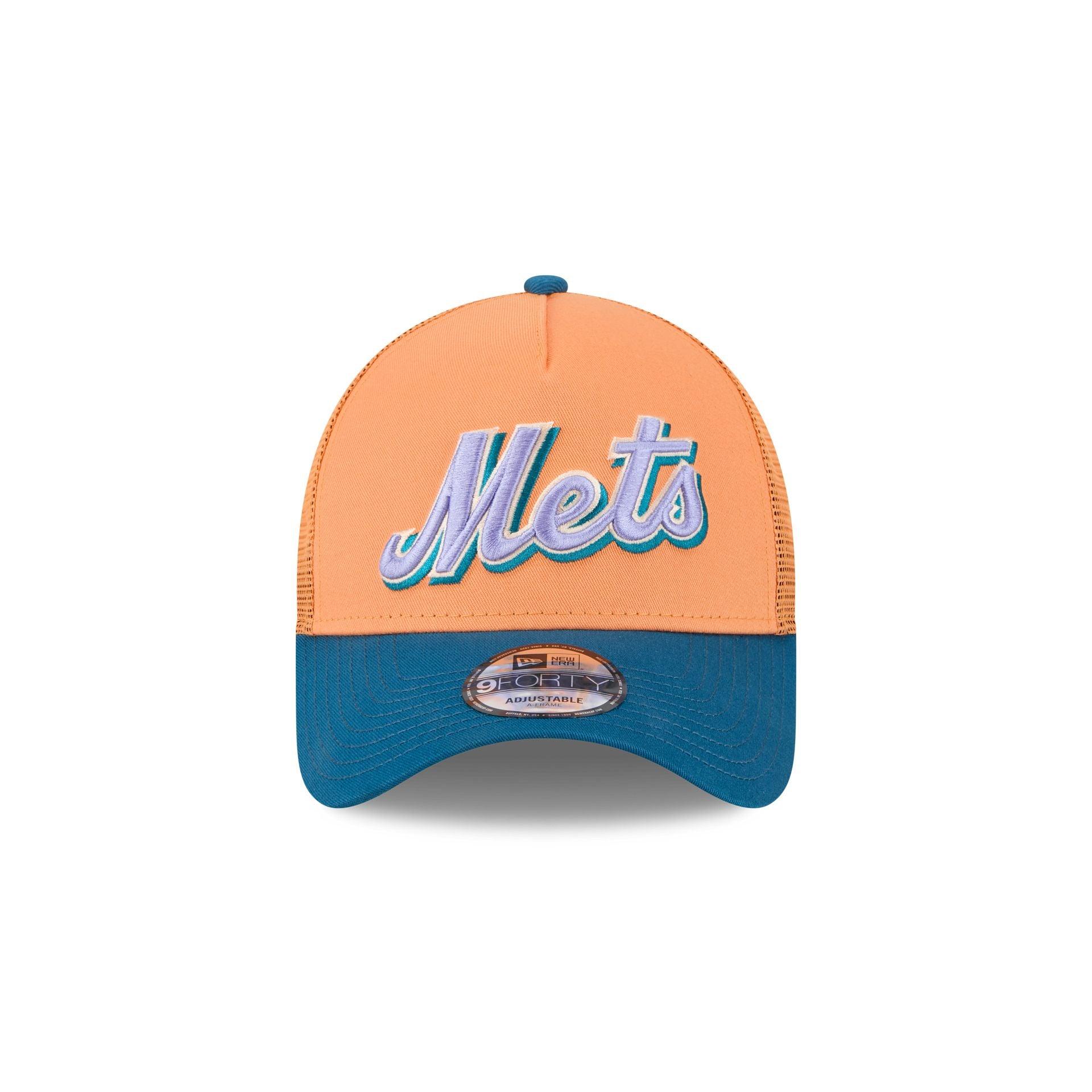 New York Mets Orange Glaze 9FORTY A-Frame Trucker Hat Male Product Image