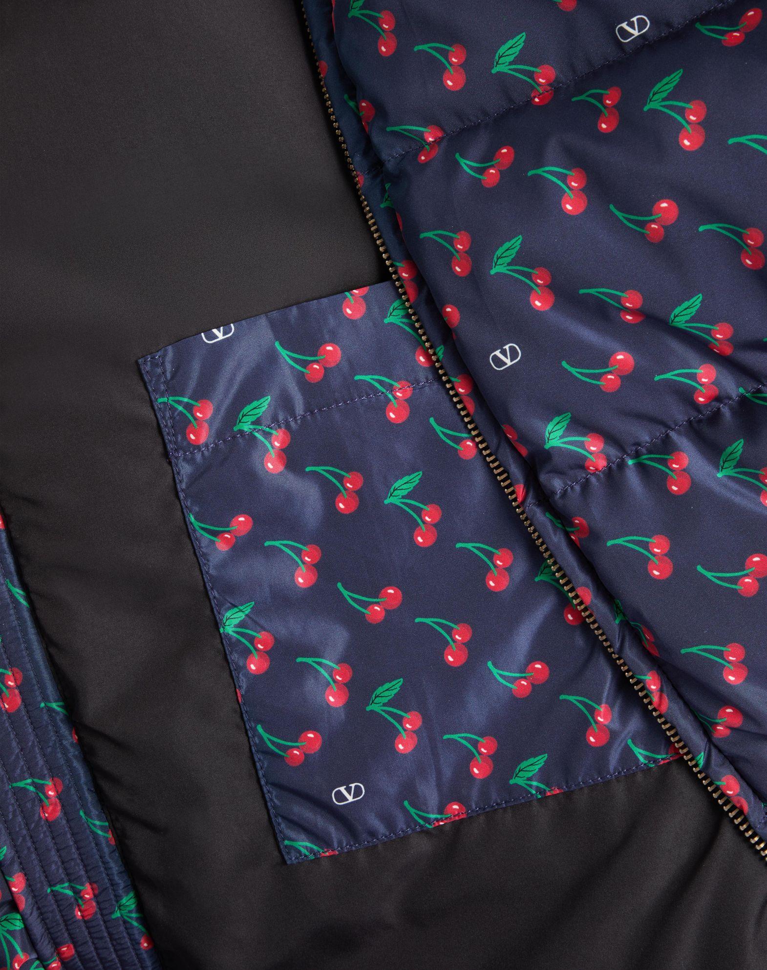 Nylon Hooded Down Jacket With Cherryfic Print Product Image