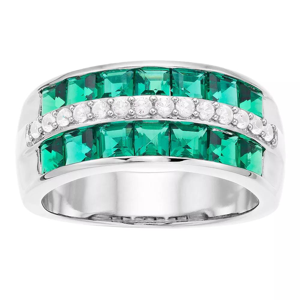 LeRose by Lexi and Rose Sterling Silver Three-Row Gemstone Ring, Women's,  Product Image