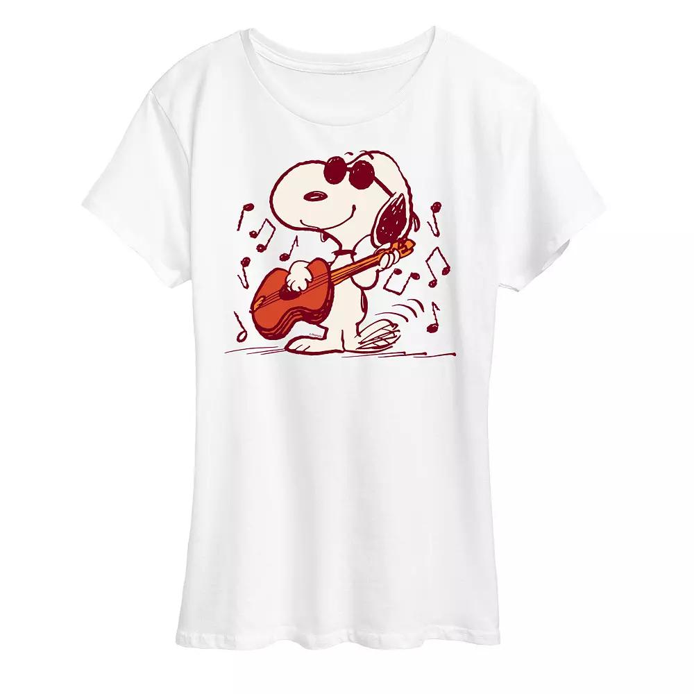 Women's Peanuts Snoopy Joe Cool Guitar Graphic Tee,  Product Image