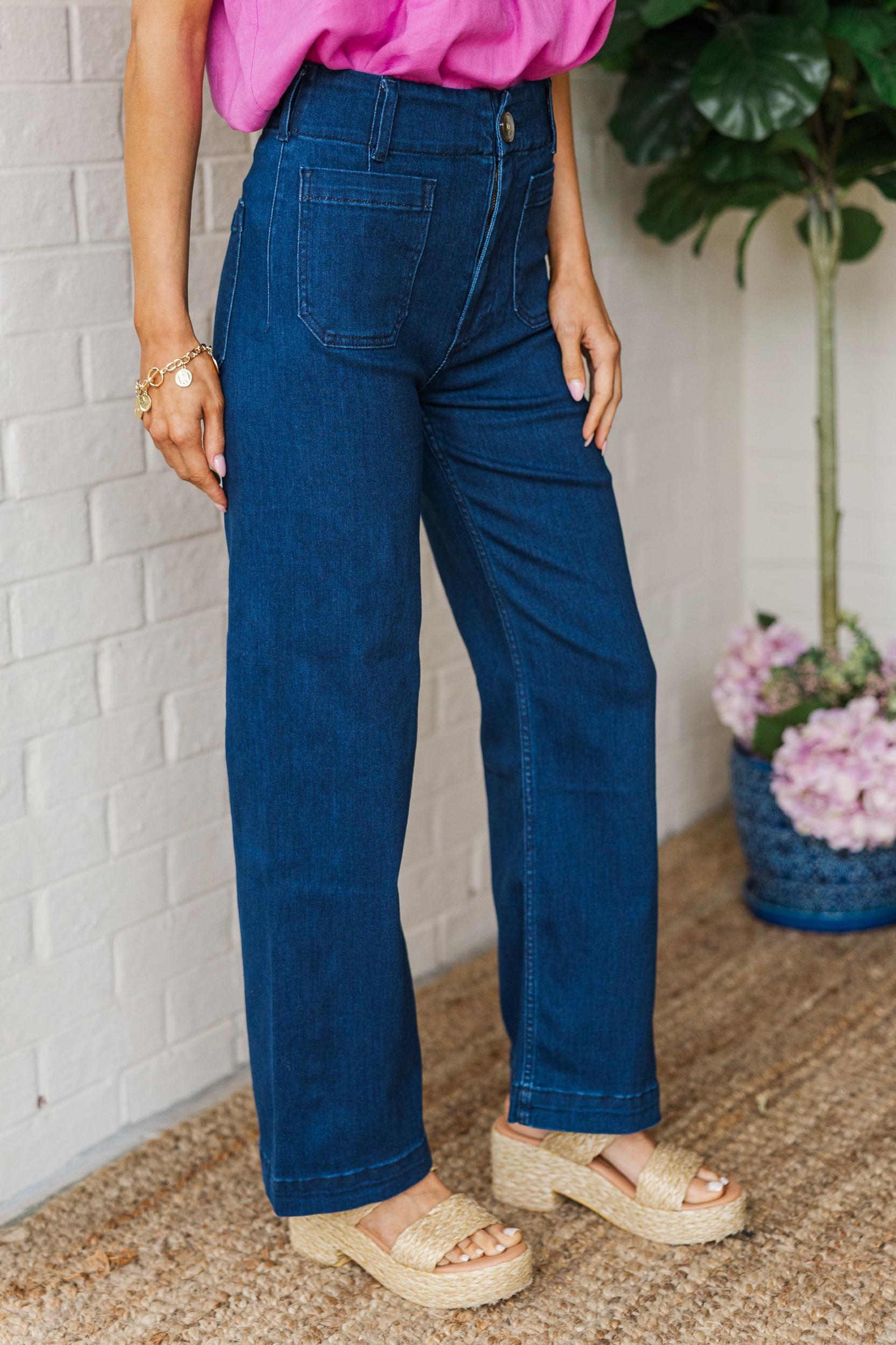 Big Dreams Dark Denim Wide Leg Jeans Female Product Image