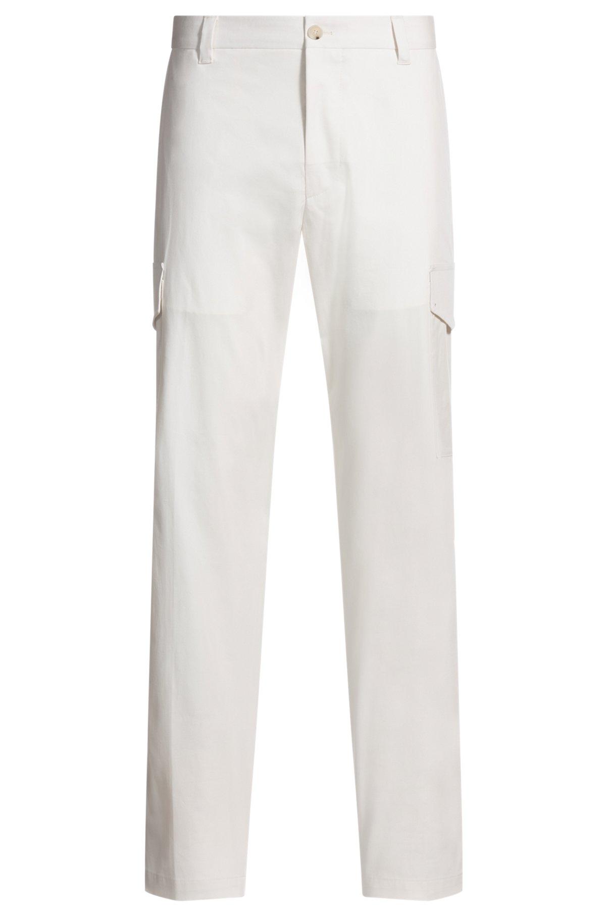 Tapered-fit trousers in cotton, silk and stretch Product Image