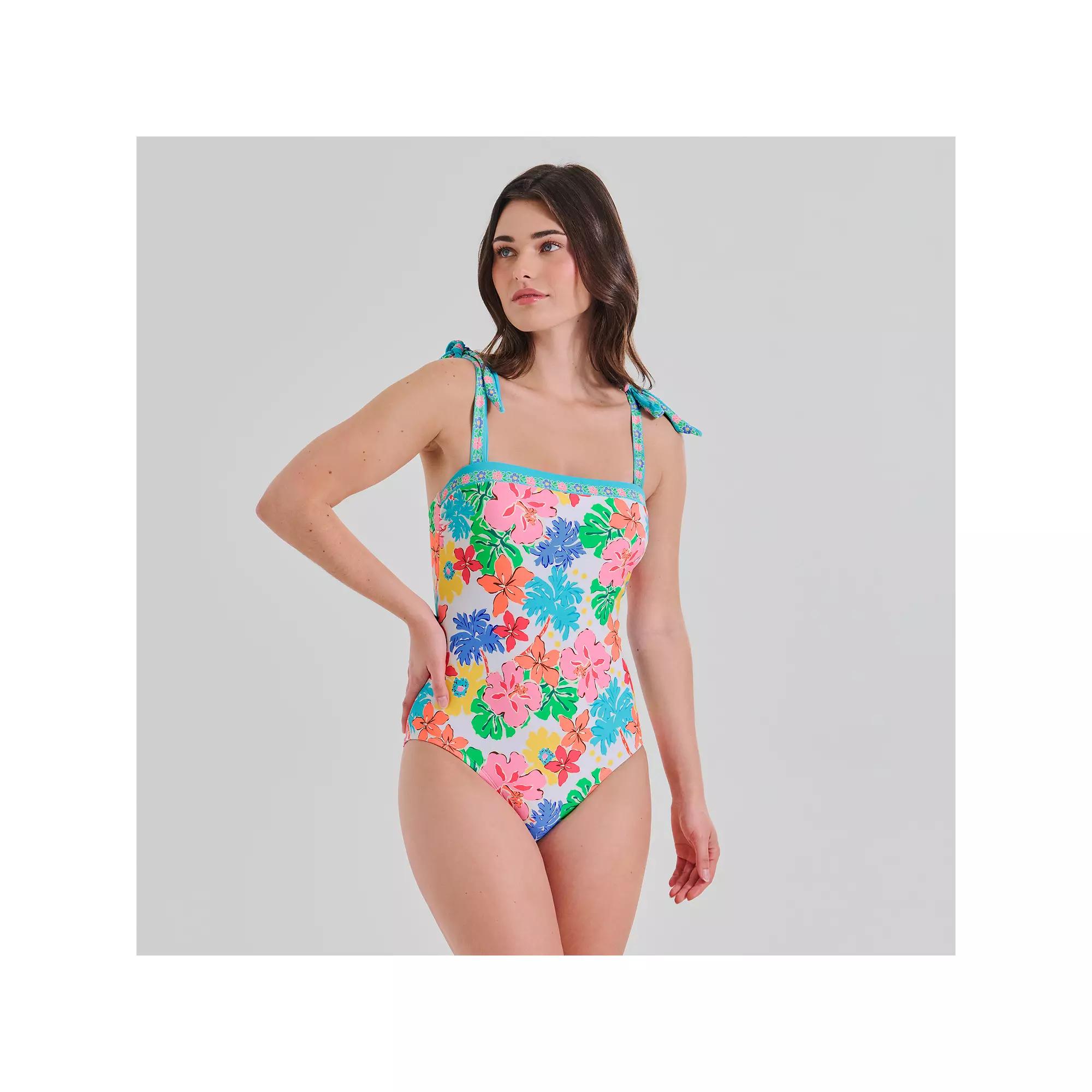 Women's Freshwater Tie Straps Bandeau One-Piece Swimsuit,  Product Image