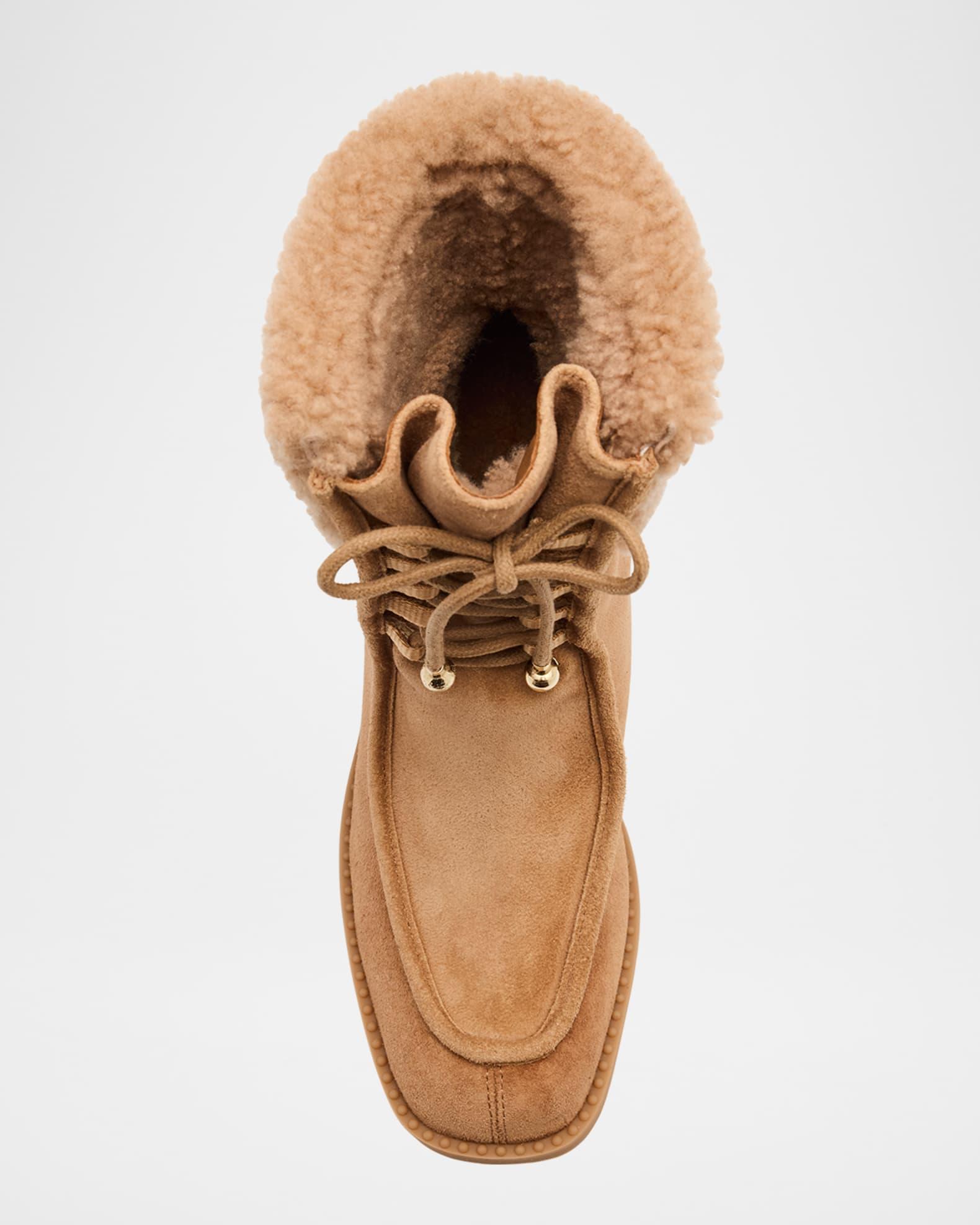 Hali 60 Suede Shearling-Collar Ankle Boots Product Image