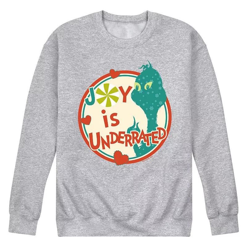 Mens Dr. Seuss The Grinch Joy Is Underrated Fleece Sweatshirt Grey Gray Product Image